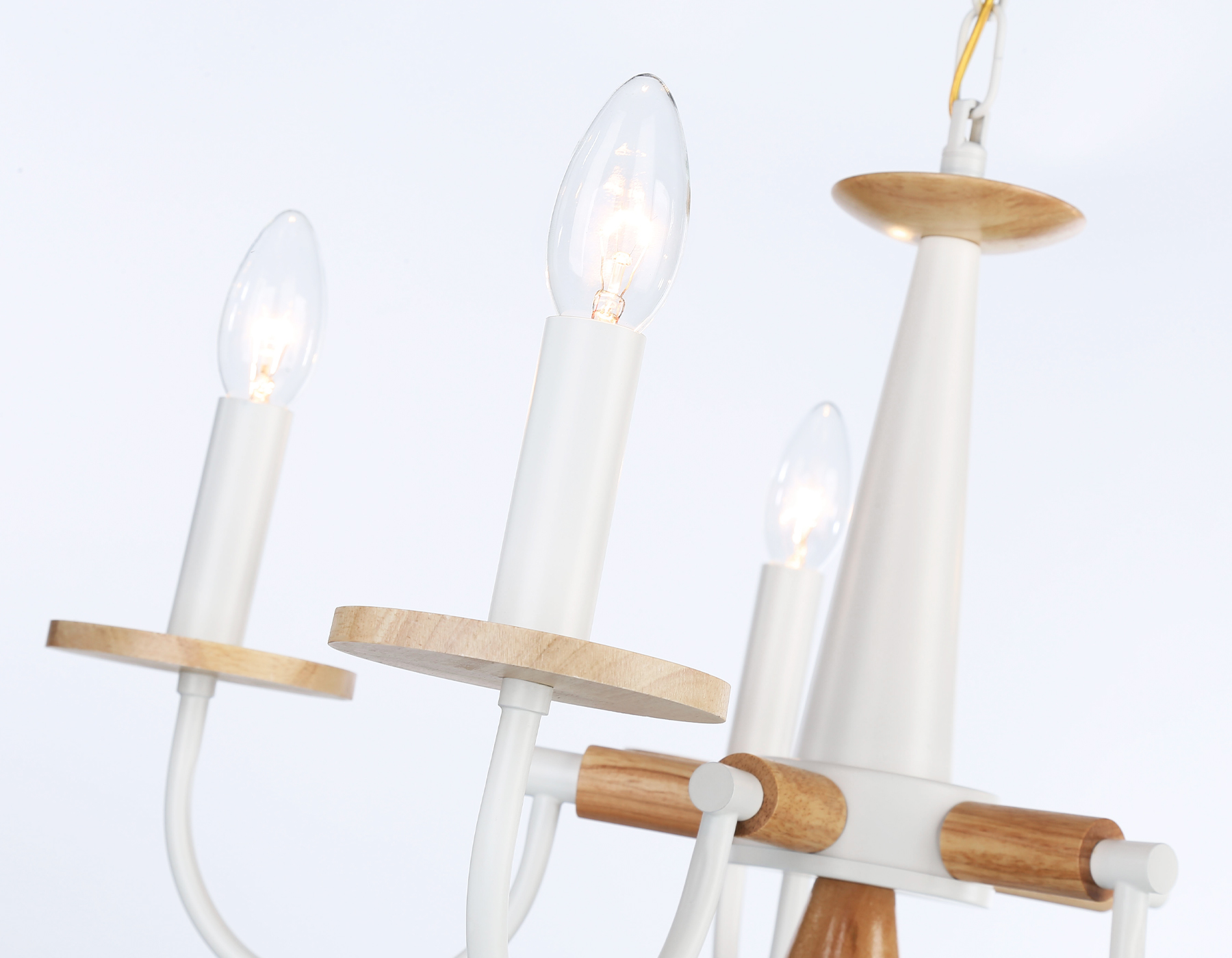 Светильник подвесной Ambrella TR9592/5 WH/LW белый/светлое дерево E14/5 max 40W D555*660