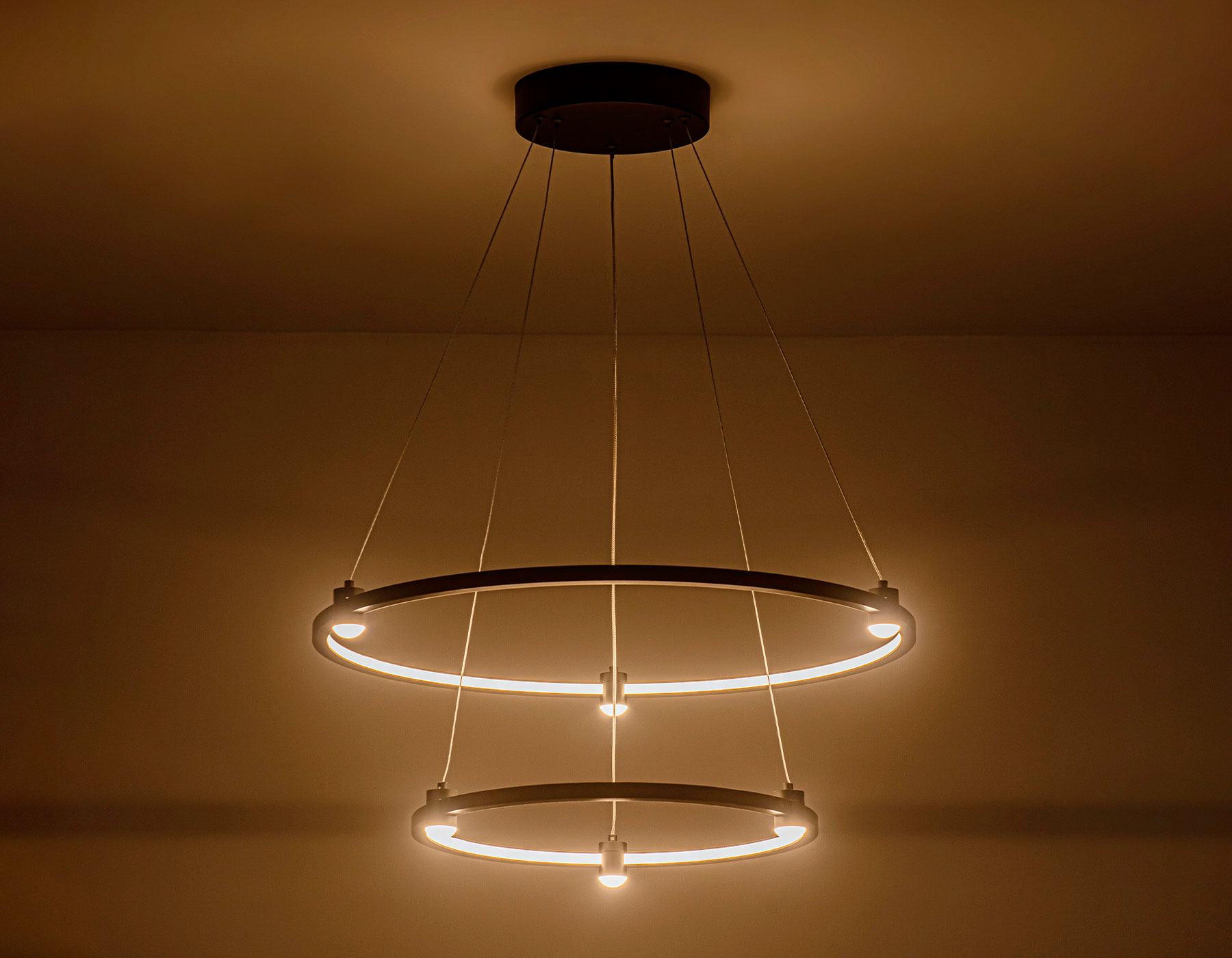 Подвесной LED светильник FL5506/2+6 BK черный 45W 3000K/4200K/6400K D600/400*1300 (без ПДУ)