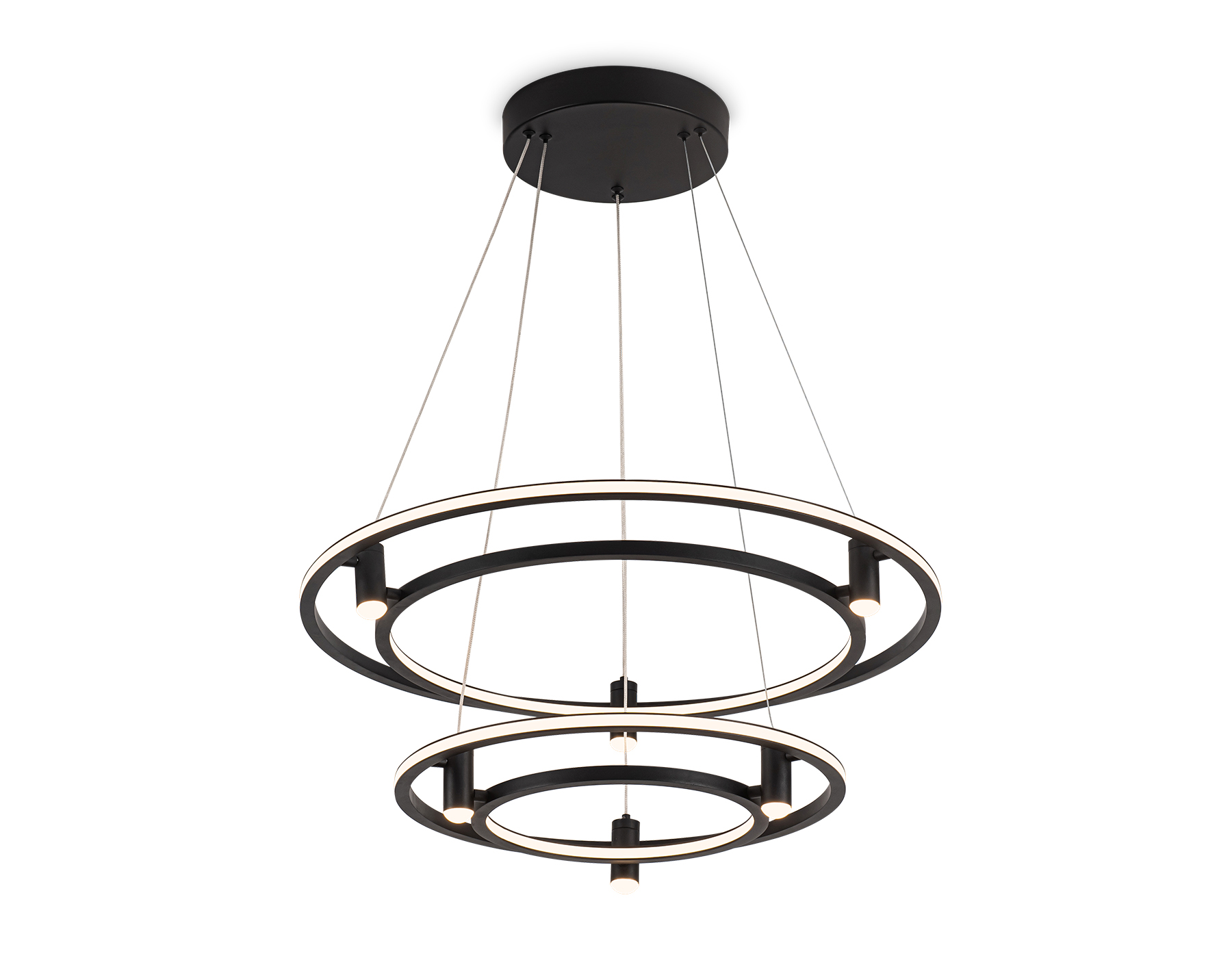 Подвесной LED светильник FL5544/2+6 BK черный 90W 3000K/4200K/6400K D600/400*1300 (без ПДУ)