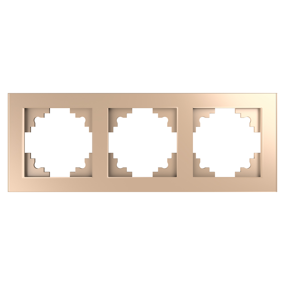 Рамка горизонтальная 3-местная ,,STEKKER, GFR00-7003-02, серия Катрин, шампань