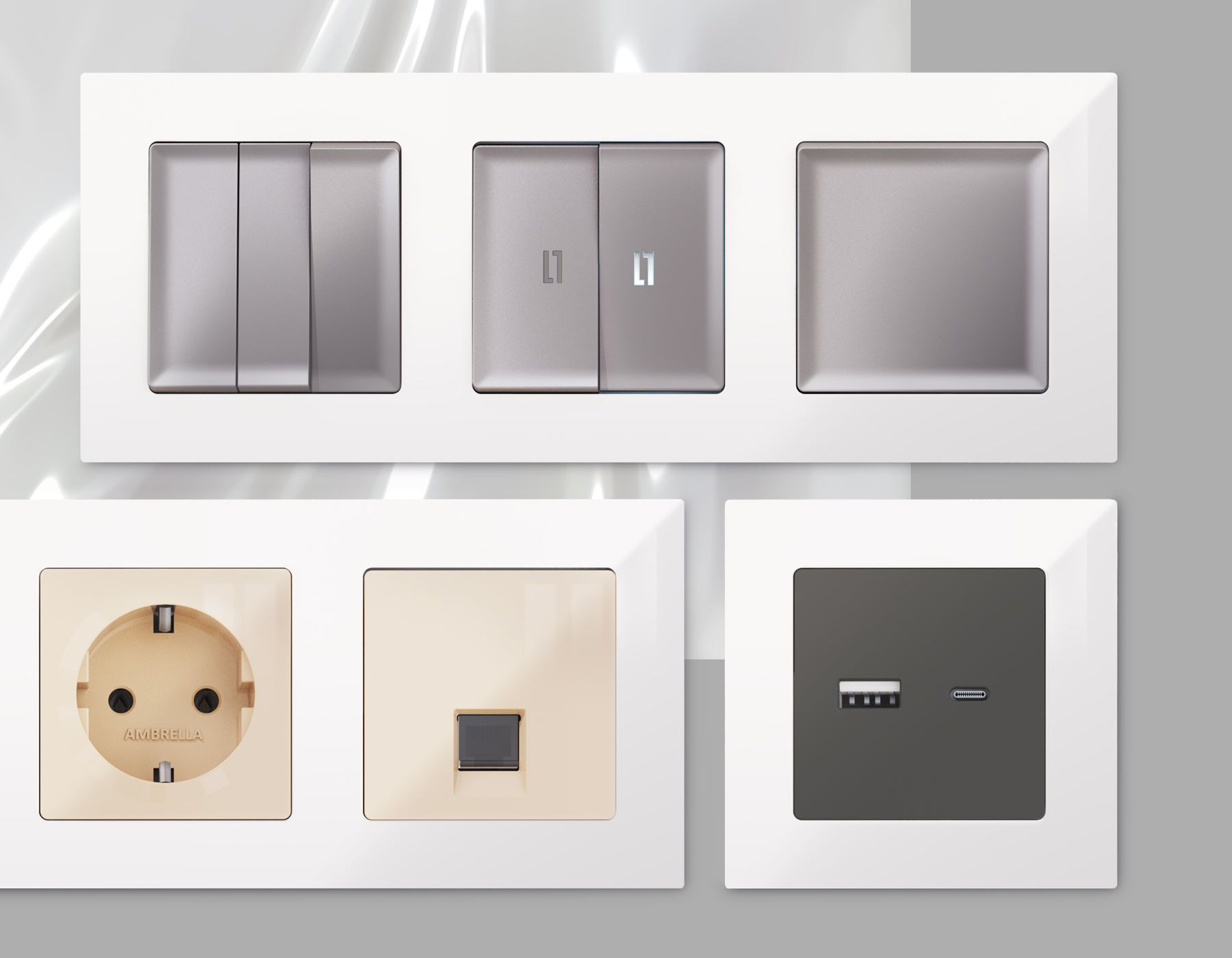 AF220103 Рамка ALFA Techno (Белый глянец) 3-ая