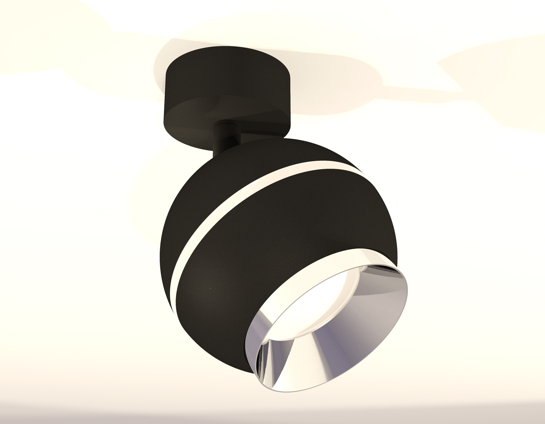 Спот поворотный XM1102002 SBK/PBK черный песок/серебро полированное MR16 GU5.3 LED 3W 4200K (A2210, C1102, N7032)