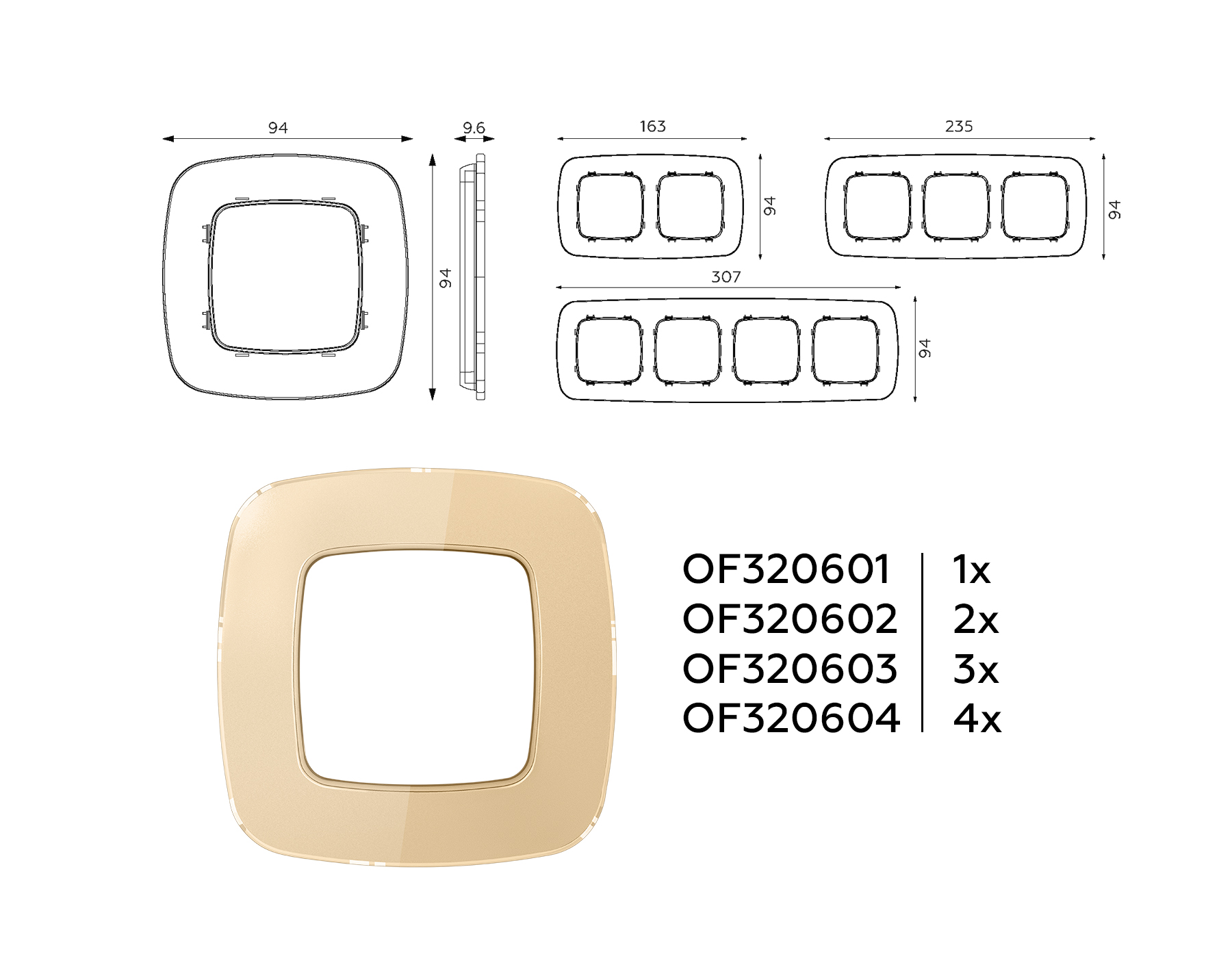OF320604 Рамка OMEGA Radian (Шампань Стекло органическое) 4-ая