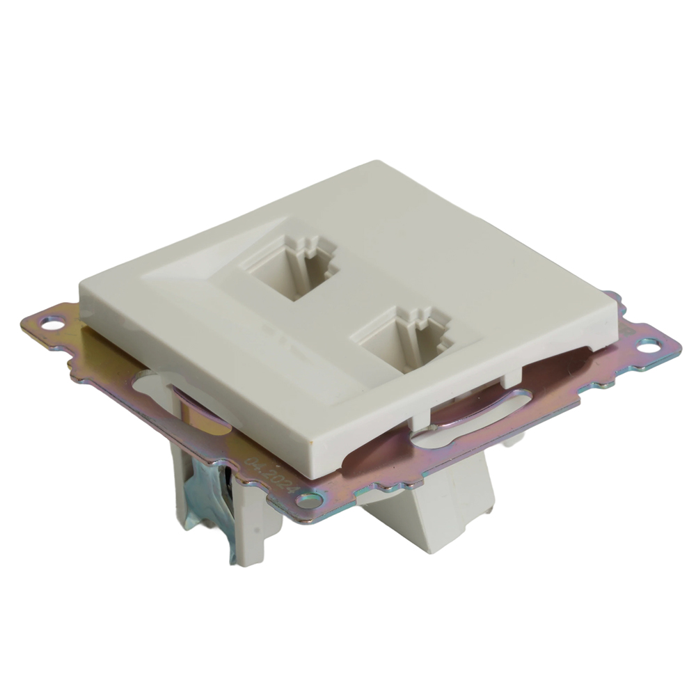 Розетка компьютерная 2-местная RJ-45 (механизм) STEKKER GLS00-7109-01 , серия Катрин, белый