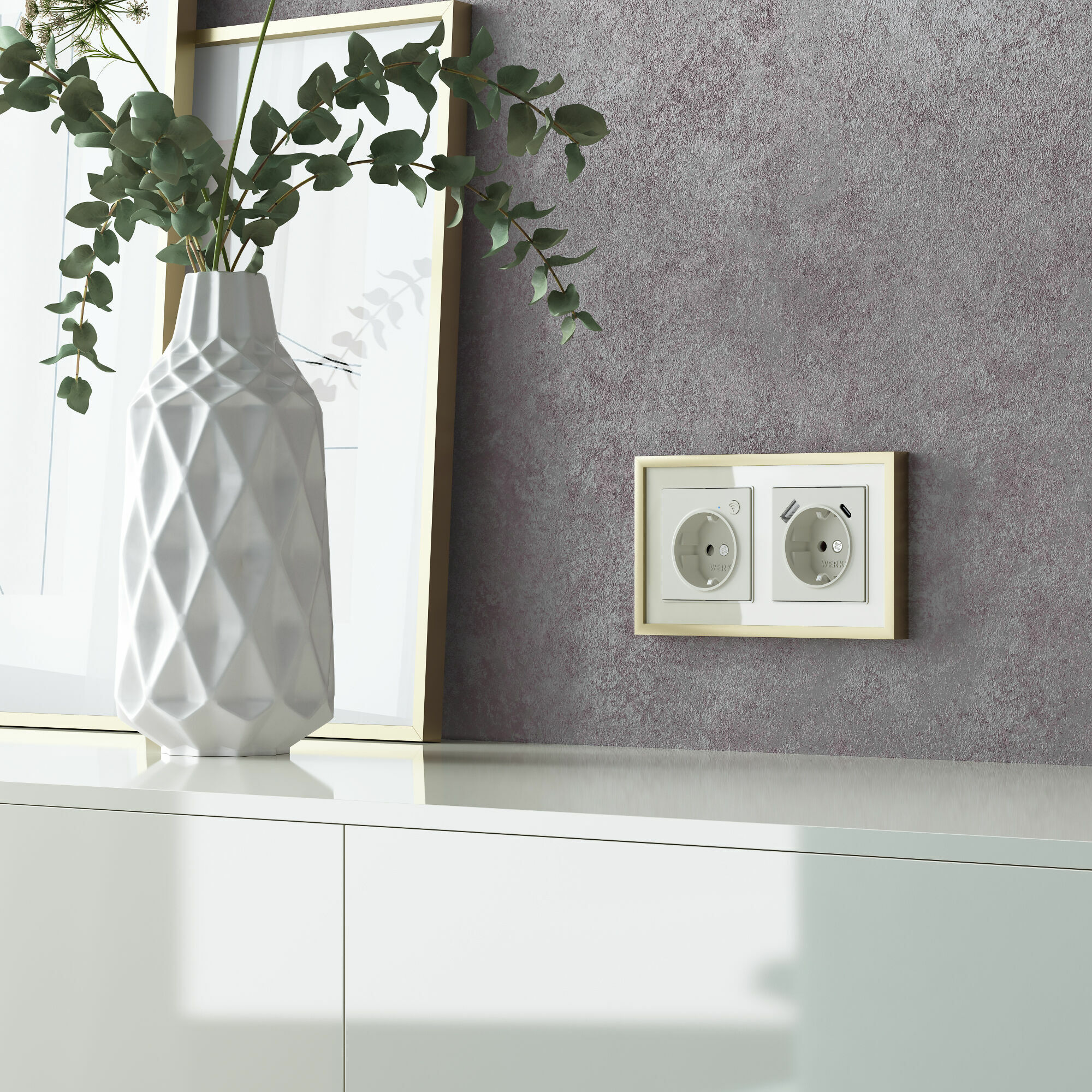 Рамка на 2 поста Baguette Werkel (айвори/латунь) W0022851