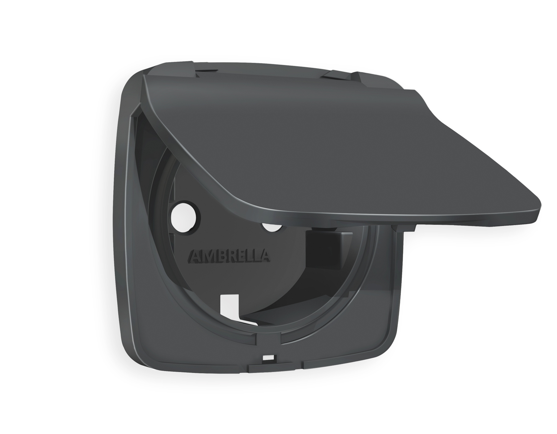 OP9080 Лицевая панель OMEGA (Графит Мягкое касание) для электрической розетки с/з со шторками и крышкой IP44 QUANT