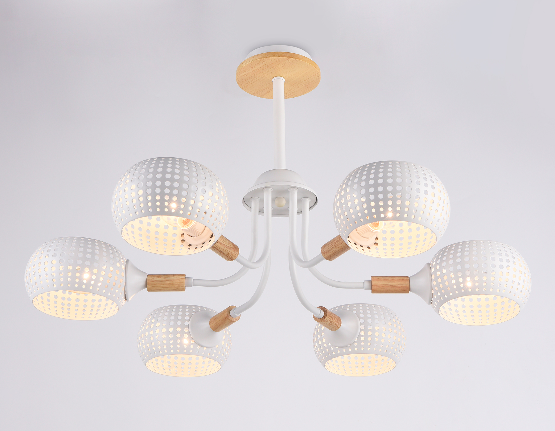 Светильник подвесной Ambrella TR80166/6 WH/LWD белый/светлое дерево E14/6 max 40W D690*370 Светильник подвесной Ambrella TR80166/6 WH/LWD белый/светлое дерево E14/6 max 40W D690*370