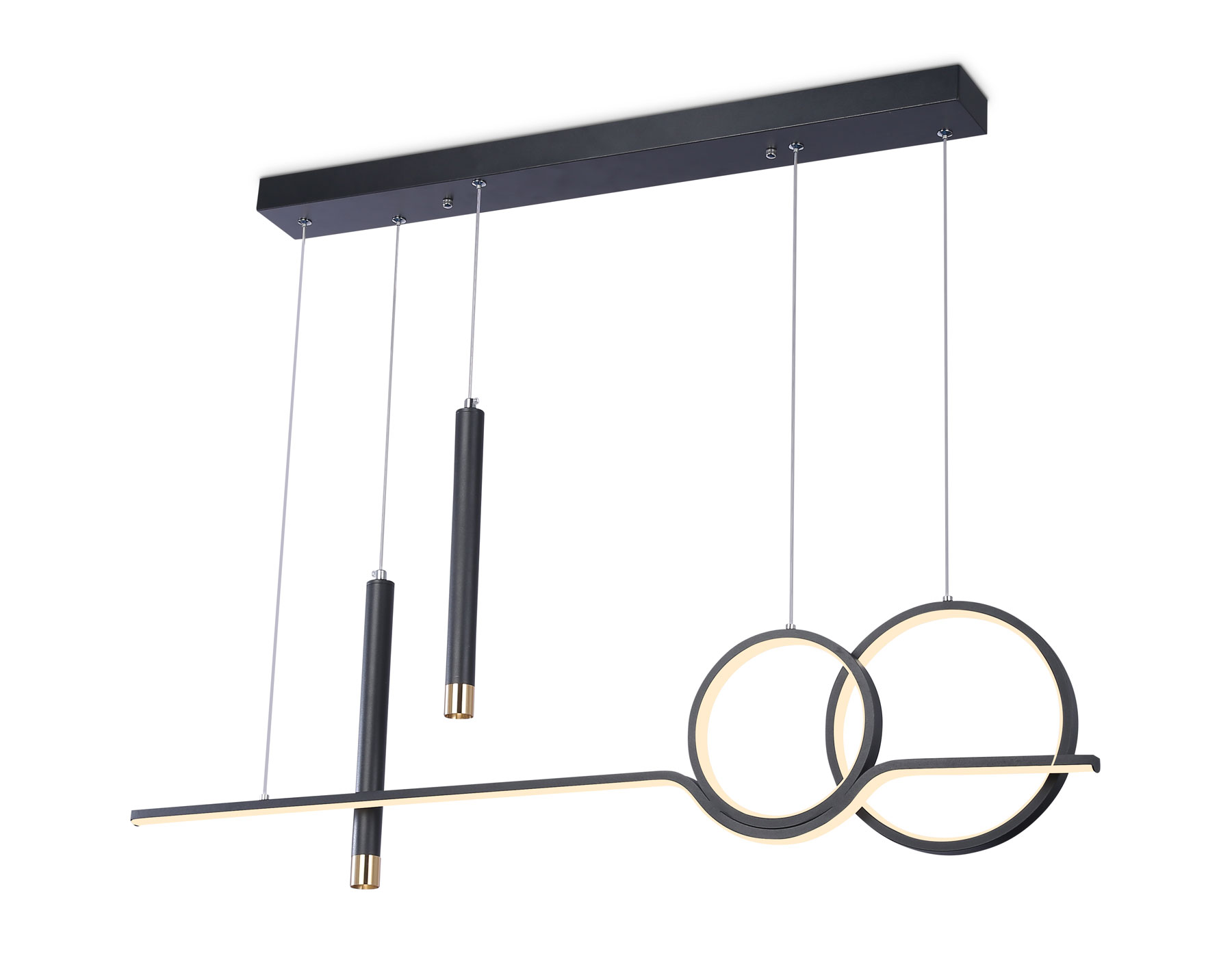 Подвесной светильник Ambrella FL5394/5 BK черный 3000K/4200K/6400K+4200K 62W 1000*75*1200 (ПДУ ИК)