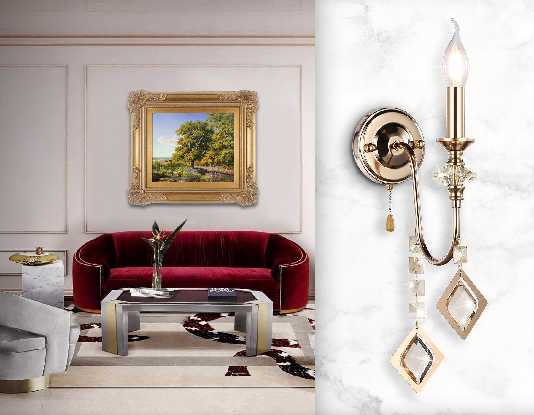 Настенный светильник TR4959 FGD/TI золото/янтарь E14 max 40W 515*110*210