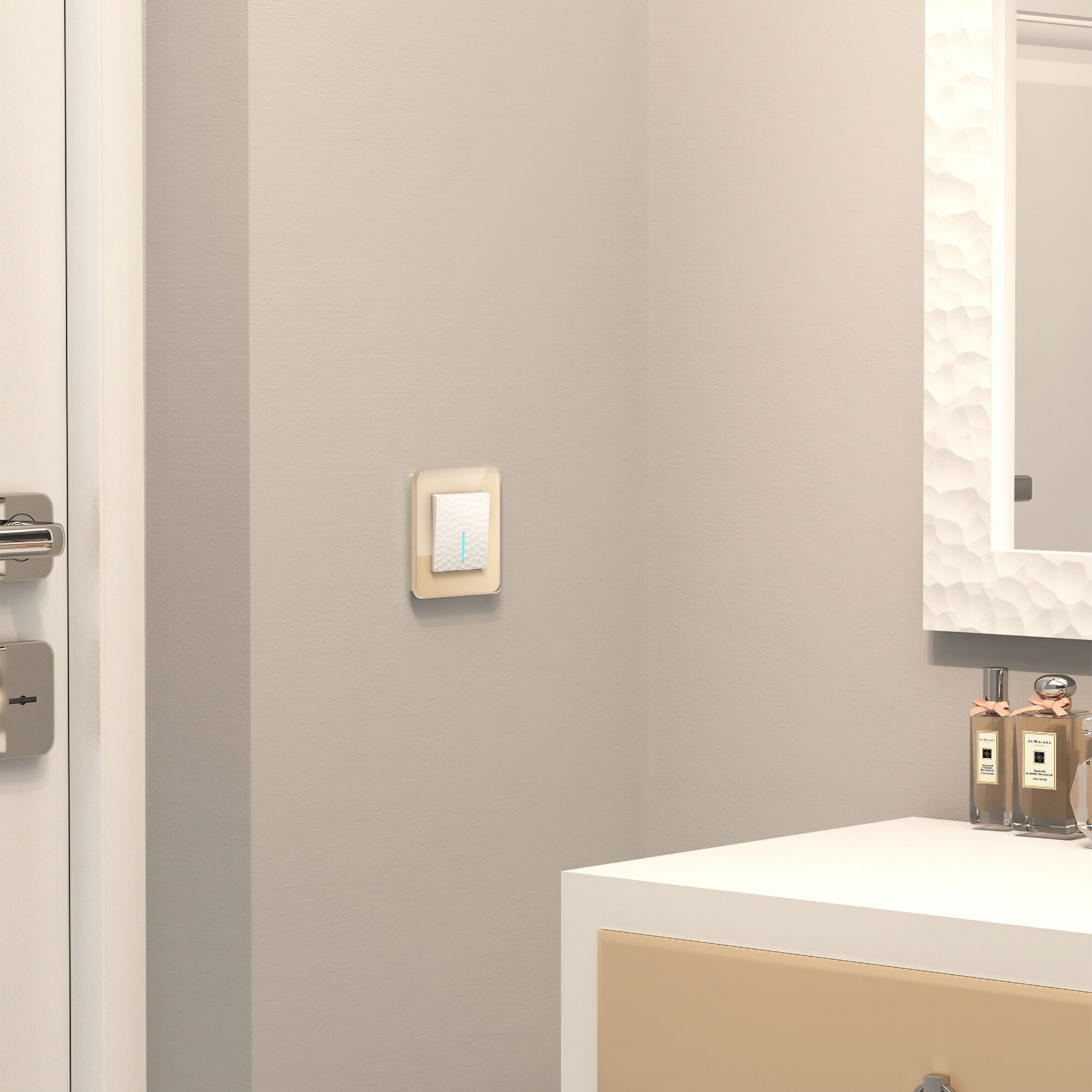 Выключатель одноклавишный проходной с подсветкой Werkel Hammer (белый) / W1212101 / a052028