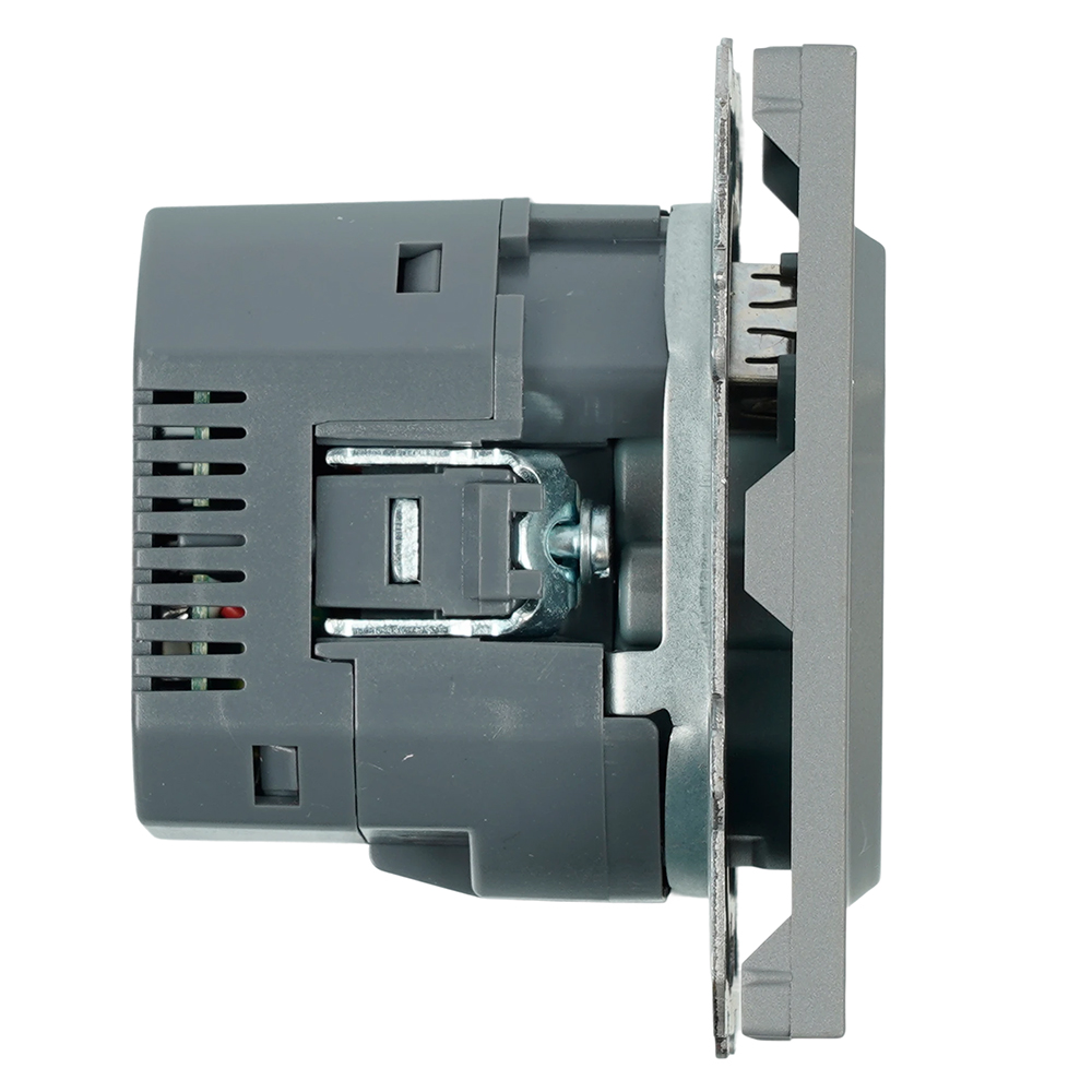 Розетка 1-местная з/ш с/з 16А + USB + Type C (механизм), Stekker, 250В, 20W, серия Эмили, платиново-серый, soft-touch, RST16-5119-10