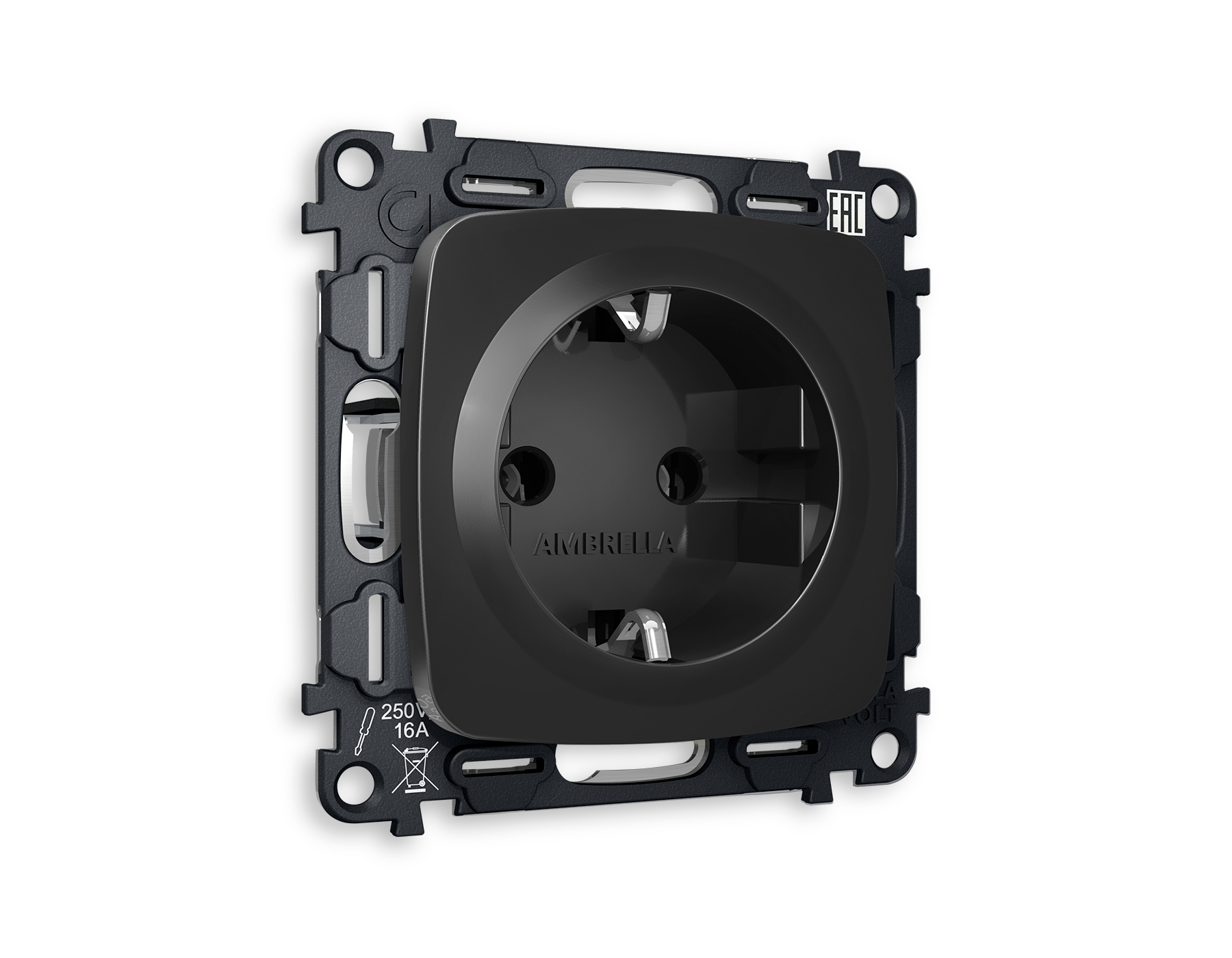 MO806010 Комплект механизма электрической розетки OMEGA Черный матовый с/з на винтовых зажимах QUANT (OP8060, VM141)