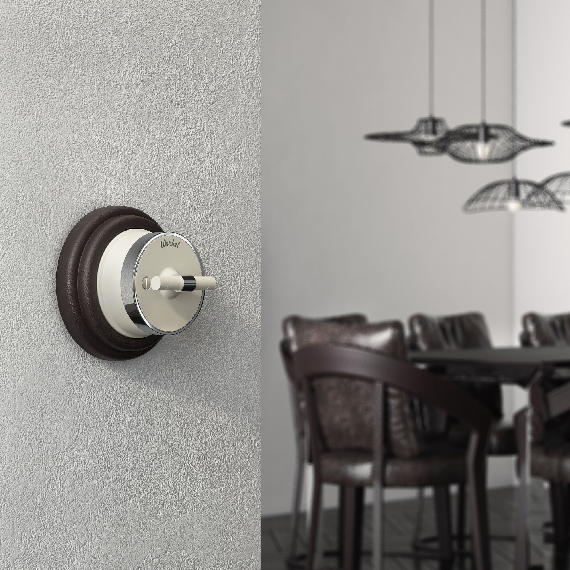 Переключатель / выключатель одноклавишный Vintage Werkel (слоновая кость матовый/хром) W5812055