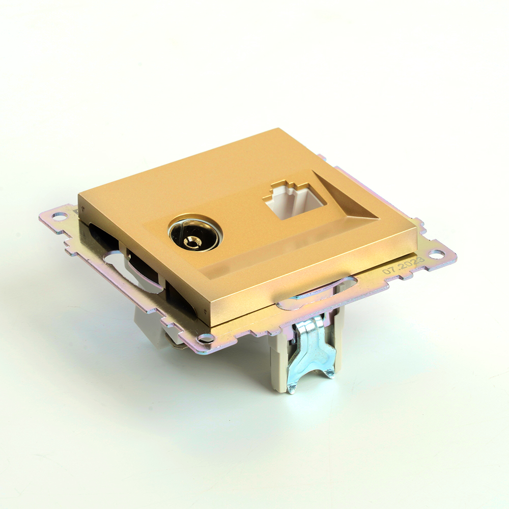 Розетка TV + компьютерная RJ-45 (механизм), STEKKER, GLS00-7106-08, серия Катрин, золото