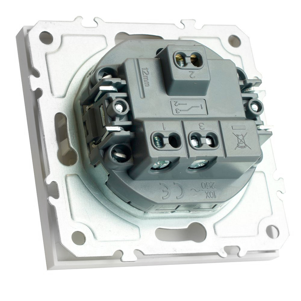 Переключатель 1-клавишный (механизм), СЗК, STEKKER, 250В, 10A, серия Эмили, RSW10-5105-01ZK, белый фарфор, soft touch