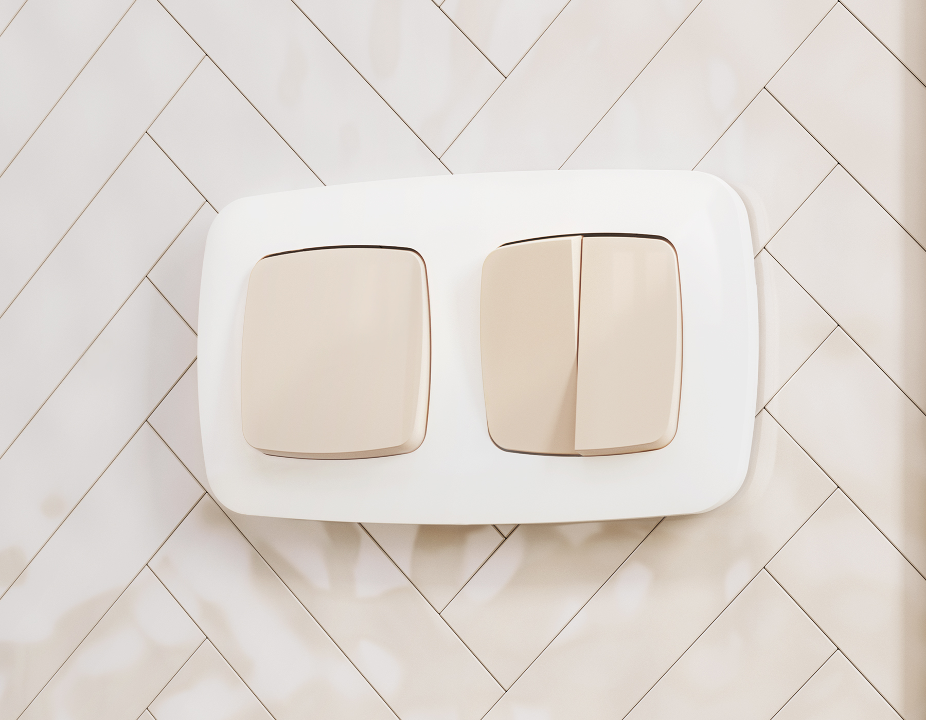 OP3010 Лицевая панель OMEGA (Бежевый глянец) для 1-кл выключателей QUANT