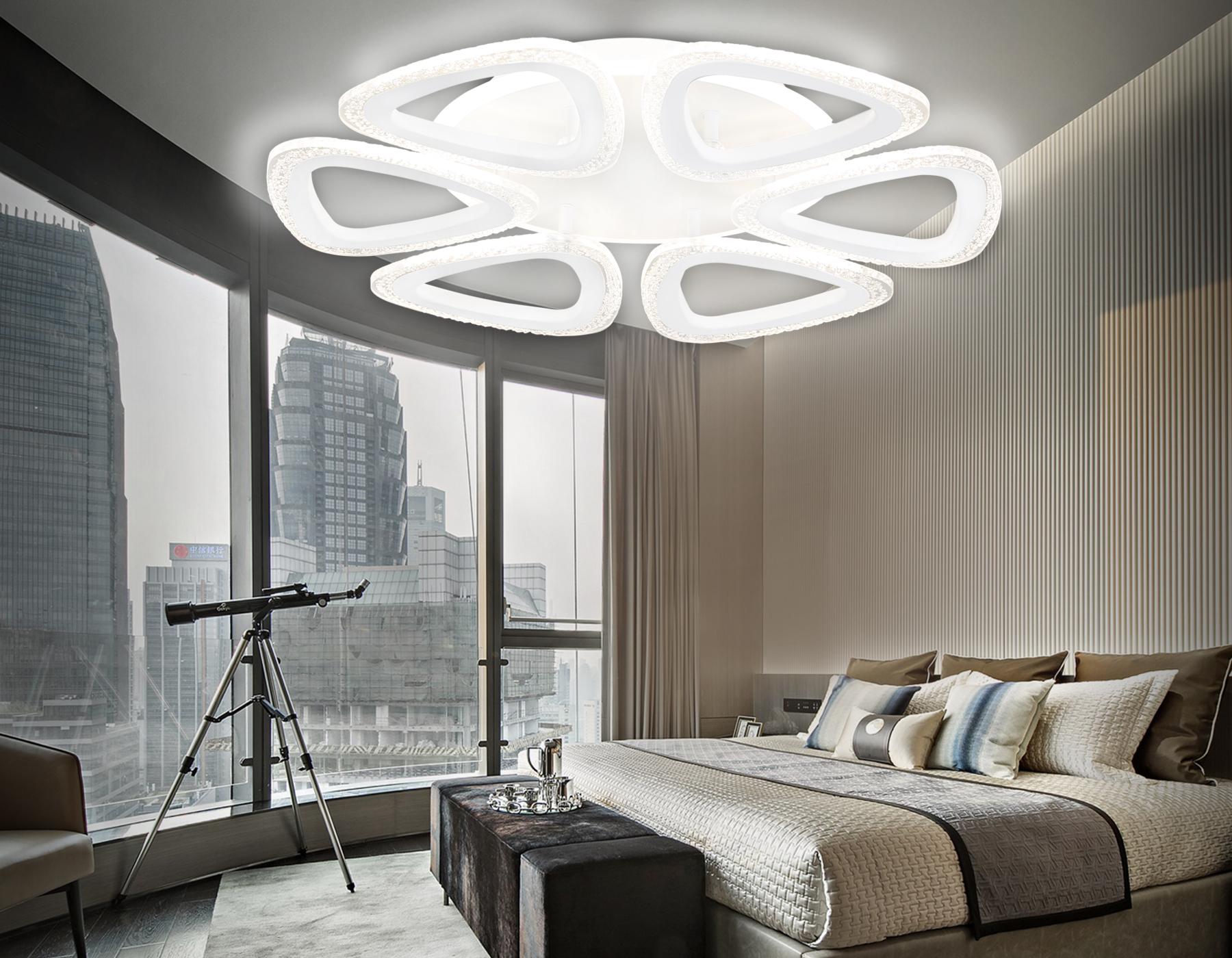 Потолочный LED светильник FA4518/6 WH белый 80W 4200K/3000K+6400K/6400K+3000K D450*80 (ПДУ ИК)