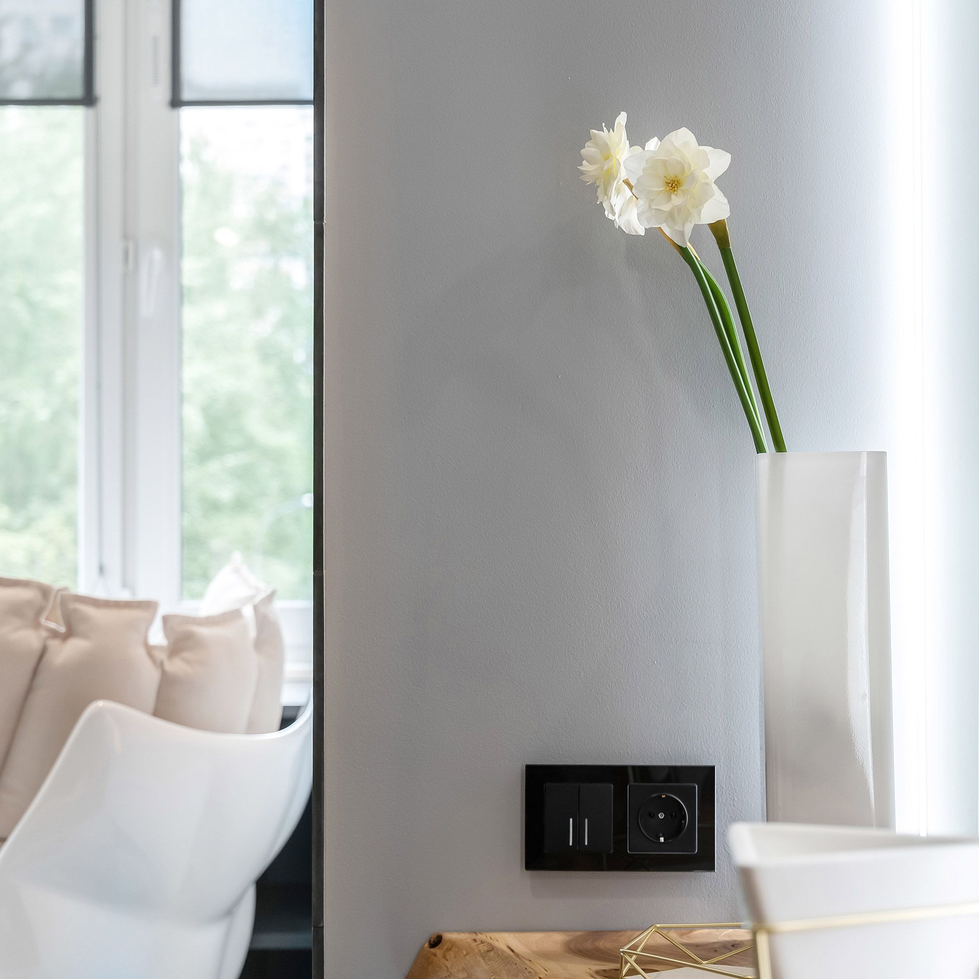 Выключатель двухклавишный проходной с подсветкой WERKEL (черный матовый) WL08-SW-2G-2W-LED / W1122108 / a029877