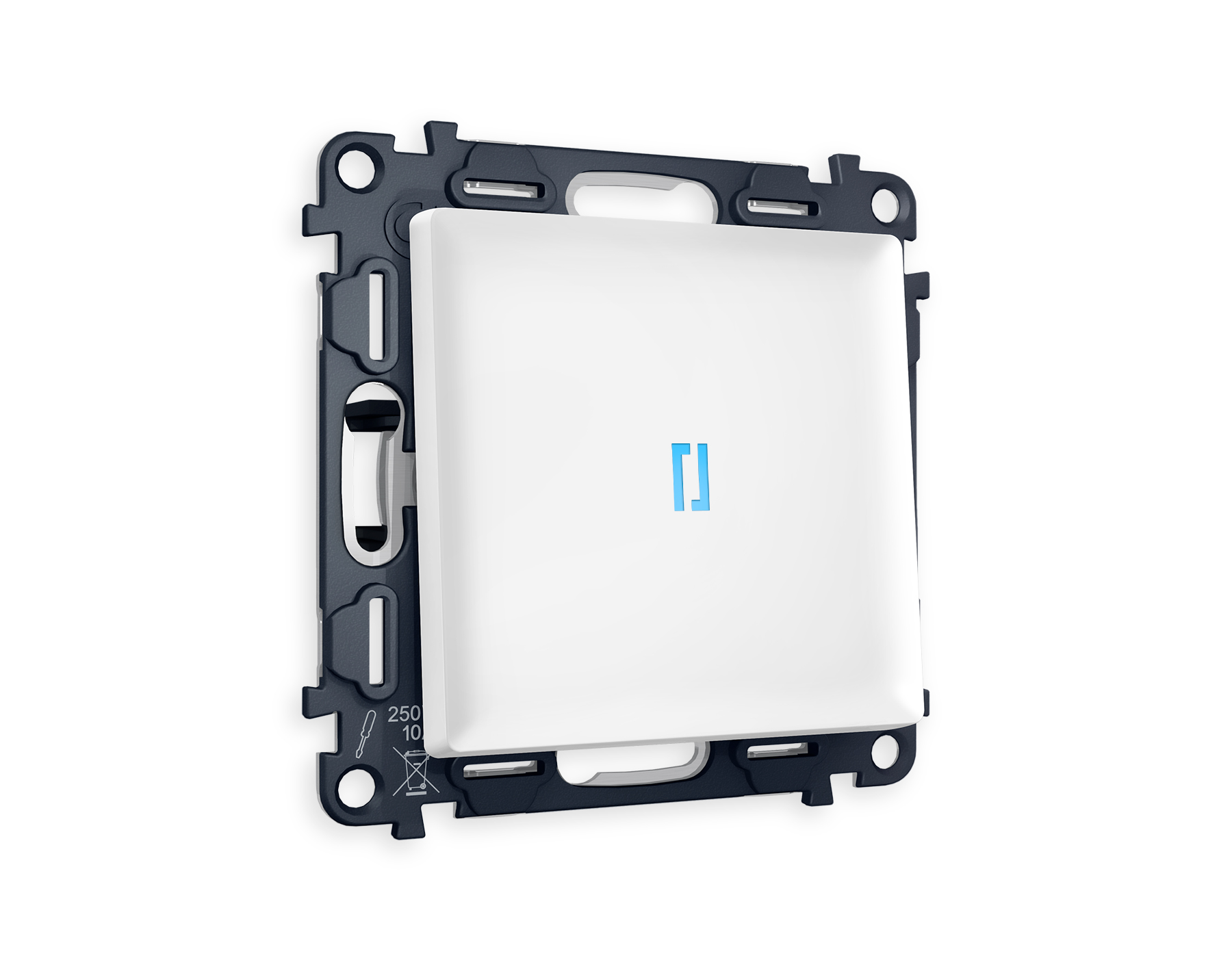 MA122040 Комплект механизма 1-кл проходного выключателя с подсветкой 10000K ALFA Белый матовый QUANT (AP1220, VM105, G29B)