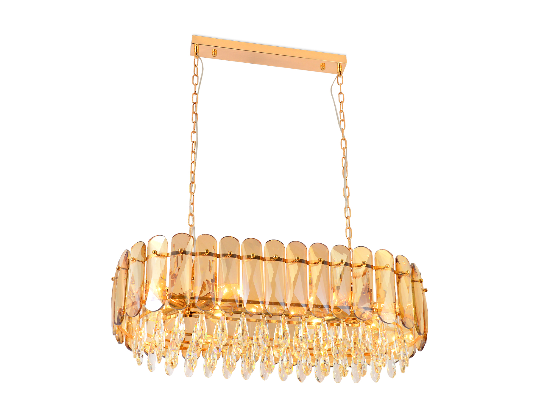 Подвесная люстра Ambrella TR5074/8 GD/TI/CL золото/янтарь/прозрачный E14/8 max 40W 800*360*950