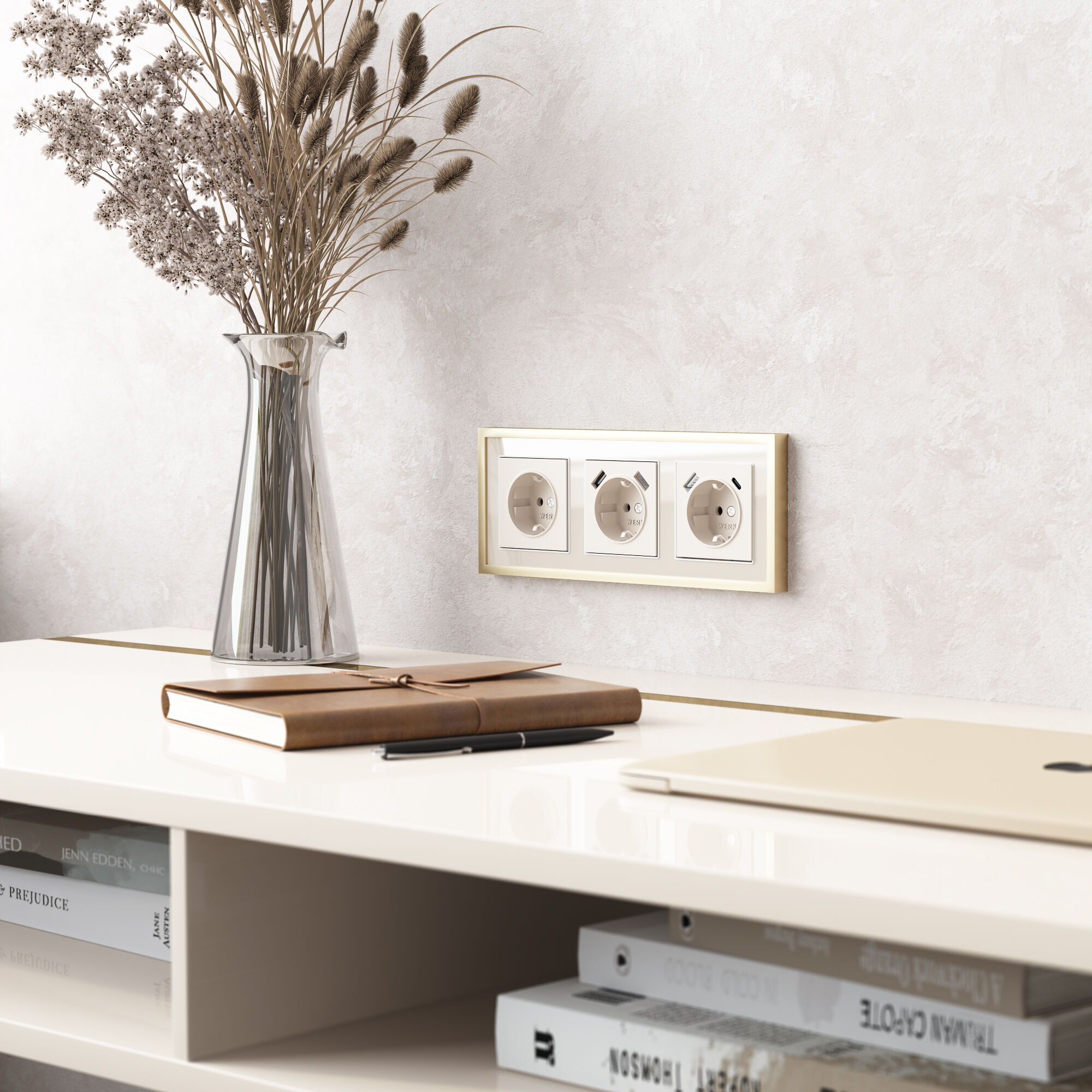 Рамка на 3 поста Baguette Werkel (айвори/латунь) W0032851