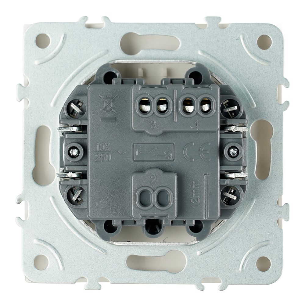 Выключатель 1-клавишный самовозвратный (механизм), STEKKER, 250В, 10А, серия Эмили, RSW10-5112-01, белый фарфор, soft touch