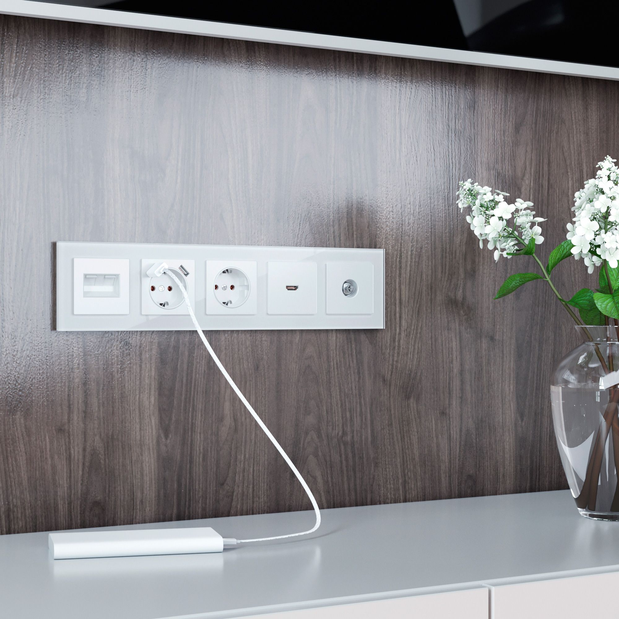 Рамка WERKEL Favorit на 5 постов (белый,стекло) WL01-Frame-05 / W0051101 / a030823