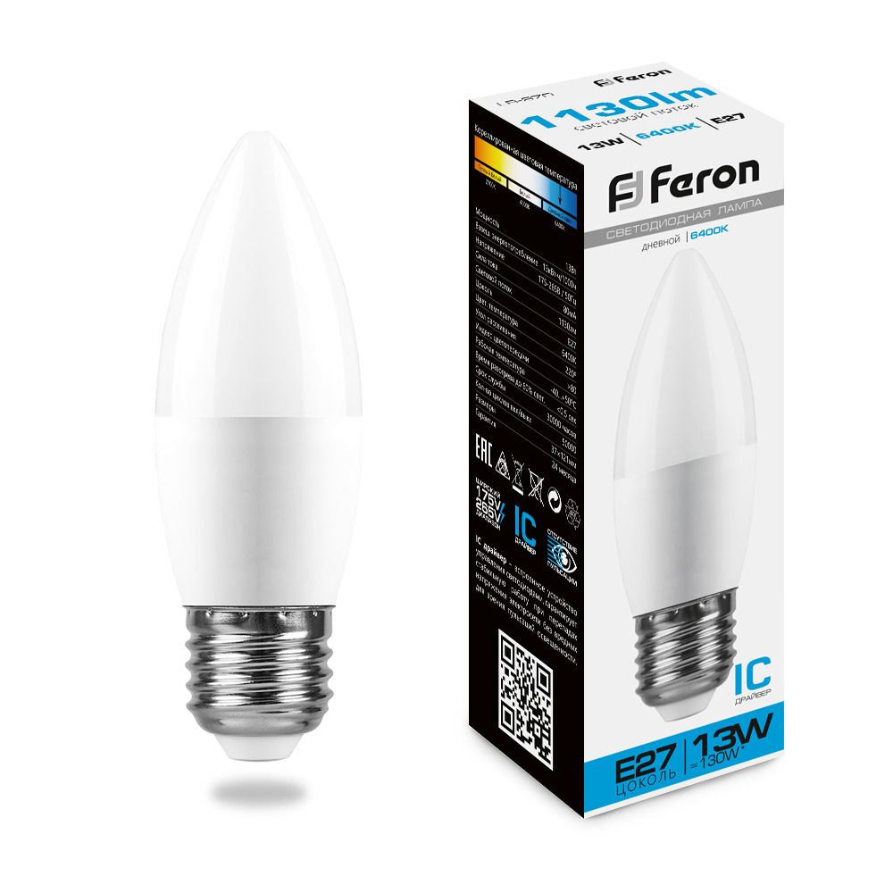 Лампа светодиодная Feron LB-970 Свеча E27 13W 6400K Лампа светодиодная Feron LB-970 Свеча E27 13W 6400K