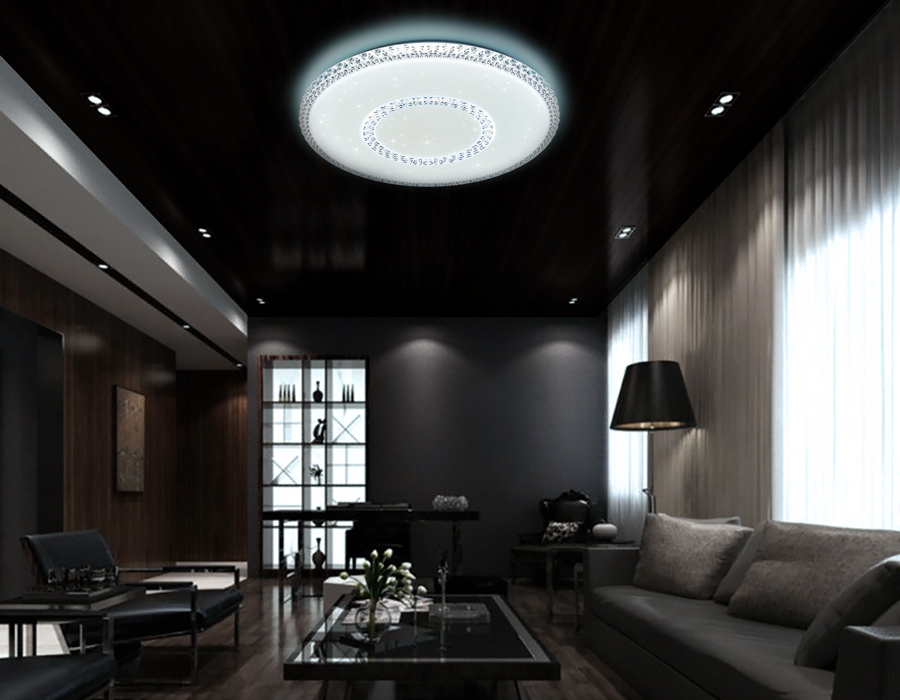 Потолочный управляемый светильник Ambrella Crystal FF98 WH 48W белый