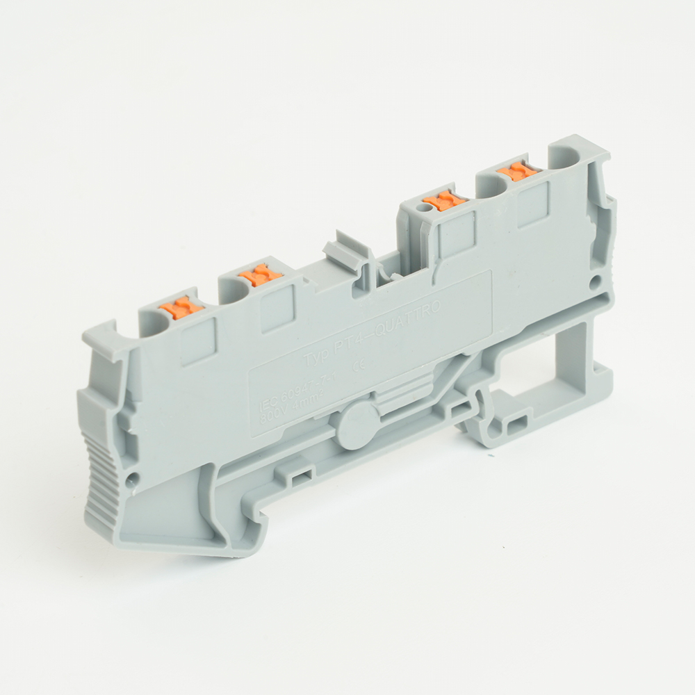 Зажим пружинный, 4-проводной проходной ЗНИ - 4 ,JXB PT 4 , серый LD574-1-40