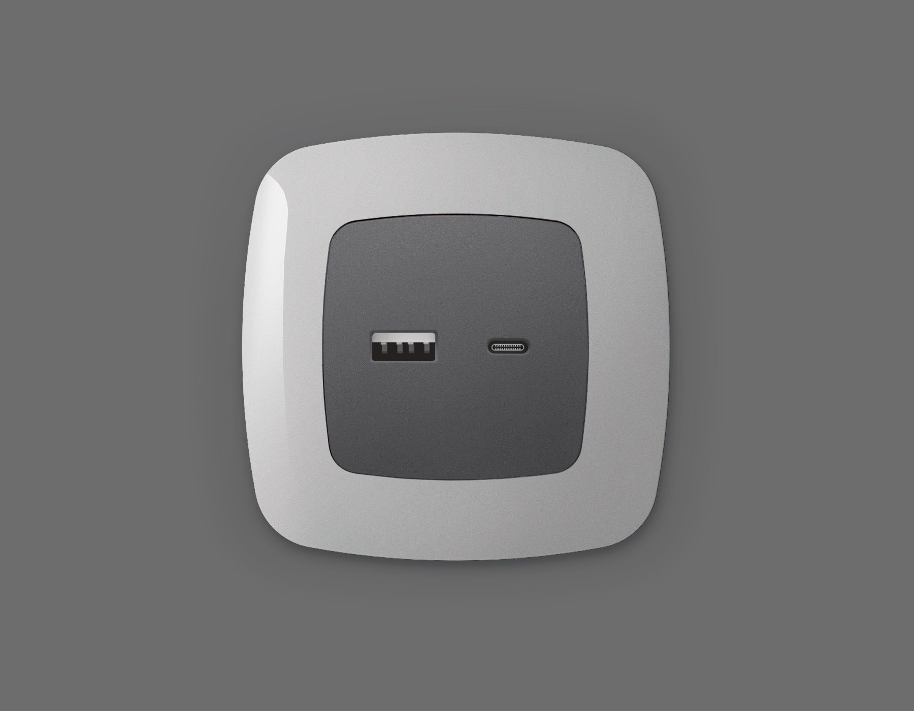 OP6610 Лицевая панель OMEGA (Антрацит серый) для розетки 2USB тип A+C QUANT