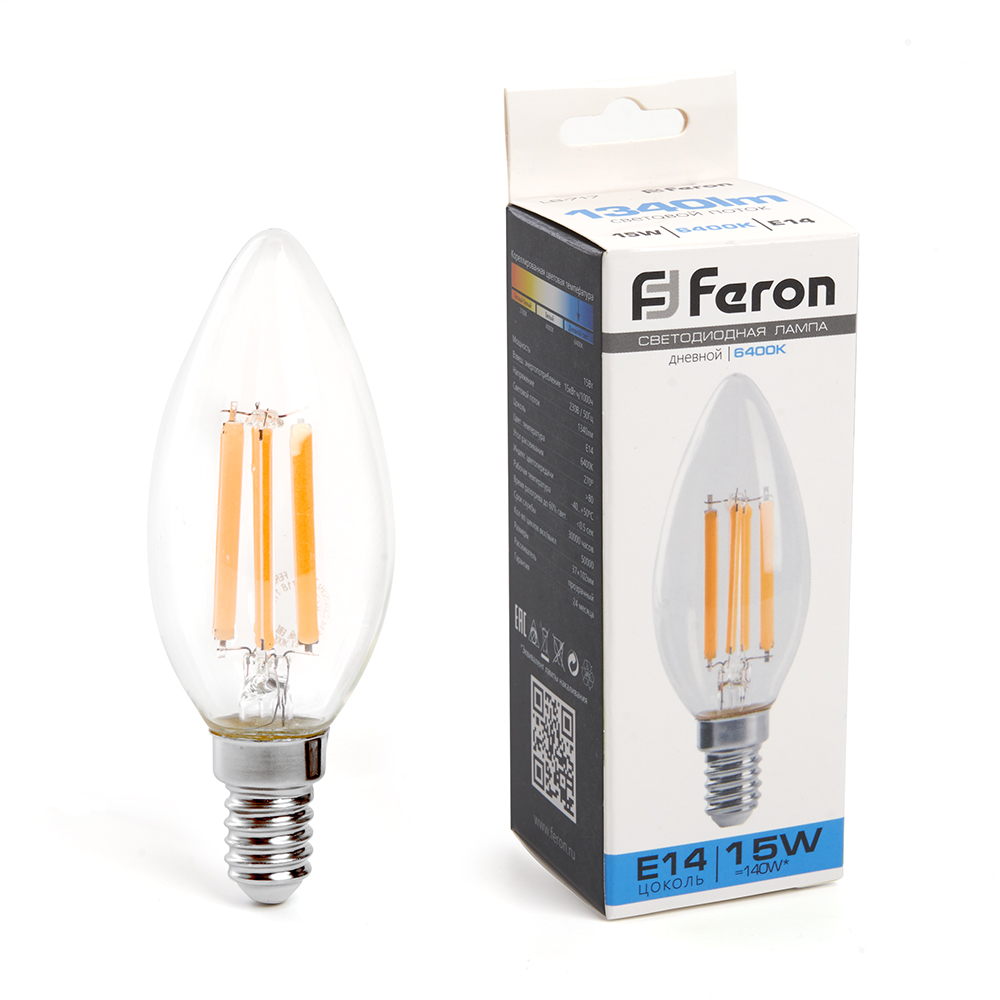 Лампа светодиодная Feron LB-717 Свеча E14 15W 6400K Лампа светодиодная Feron LB-717 Свеча E14 15W 6400K