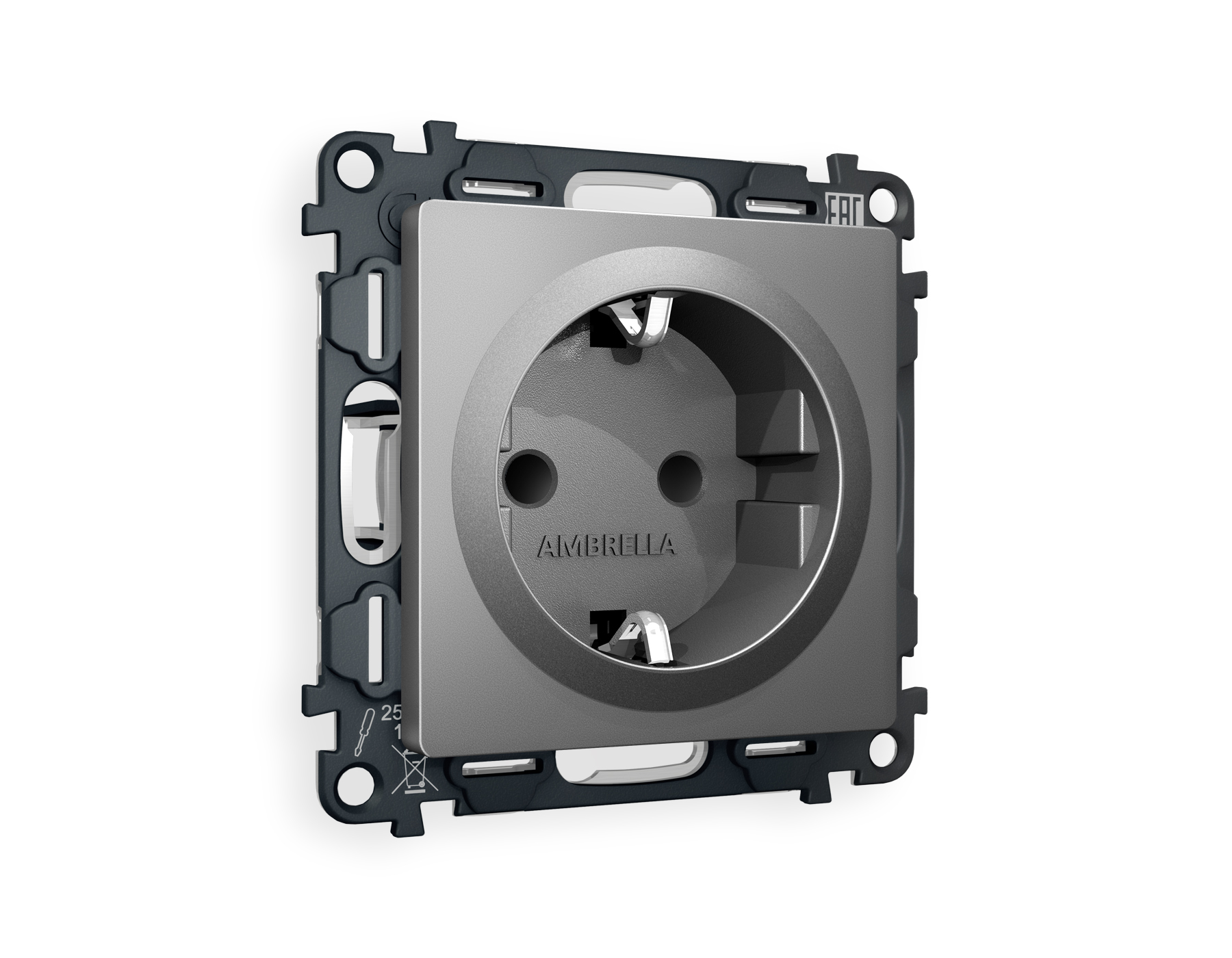 MA657010 Комплект механизма электрической розетки ALFA Антрацит серый с/з с шторками QUANT (AP6570, VM141)