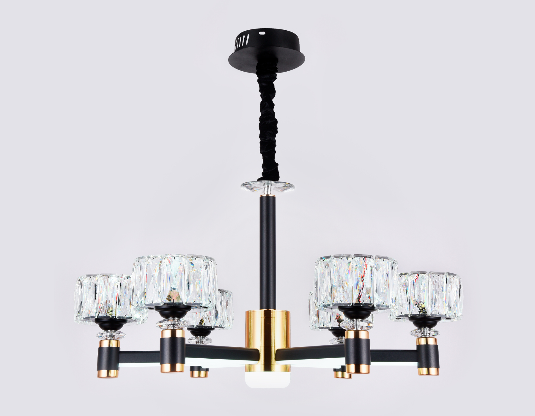 Подвесная светодиодная люстра Ambrella TR4516/6 BK/GD черный/золото 120W D730*370 (Без ПДУ)