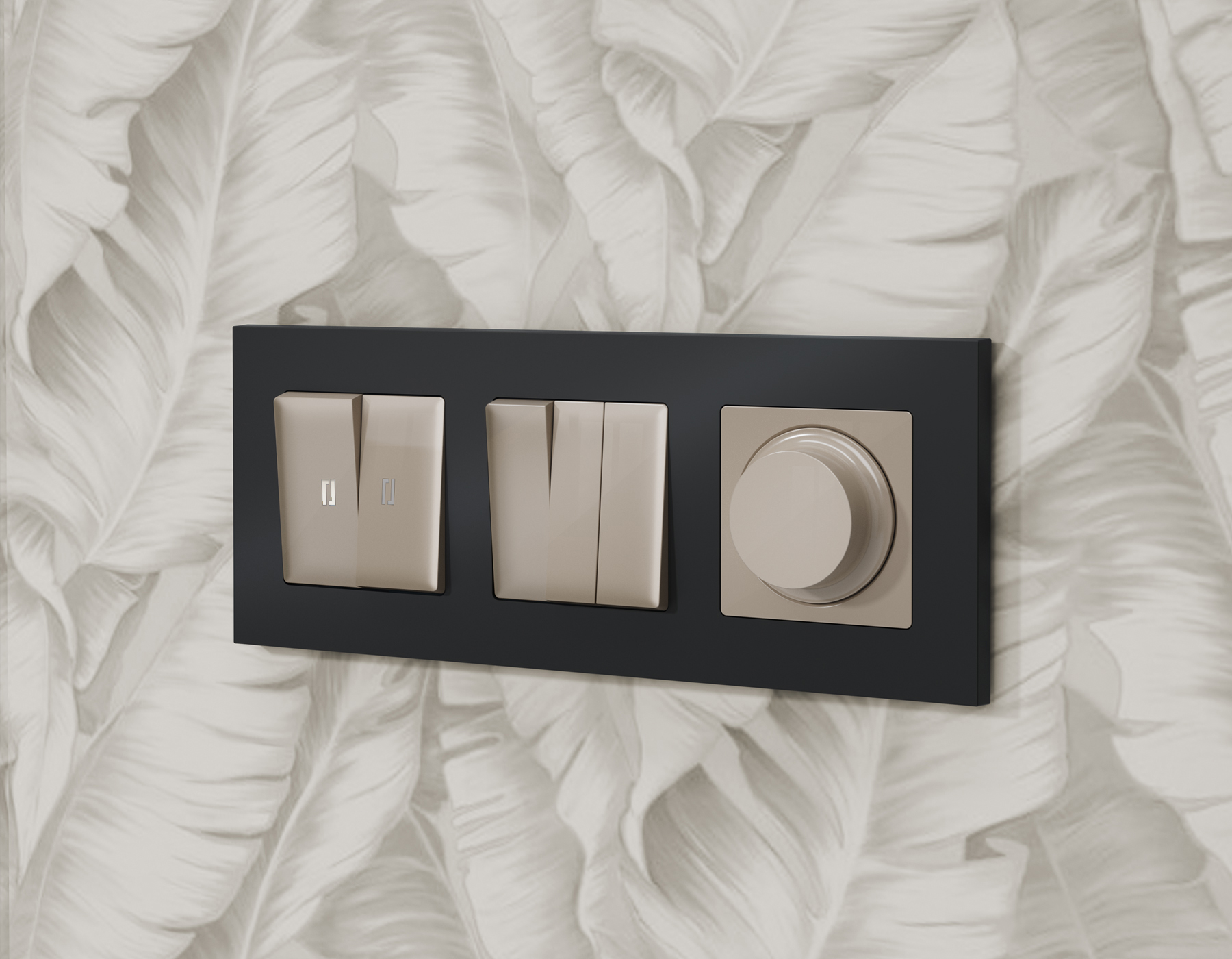 MA364015 Комплект механизма 2-кл выключателя с подсветкой 5600K ALFA Серо-бежевый матовый QUANT (AP3640, VM115, G14W)