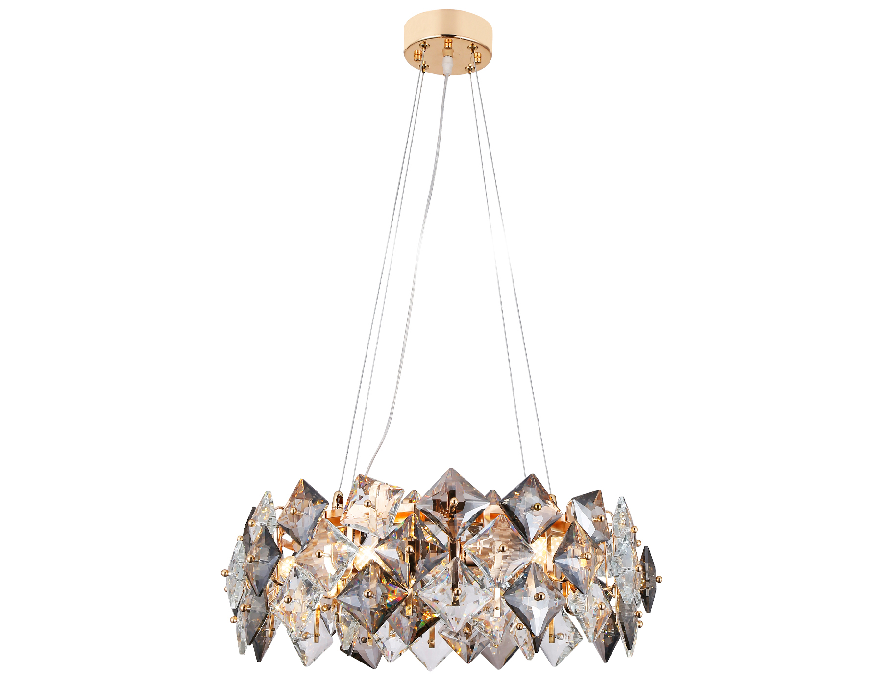 Подвесная люстра с хрусталем Ambrella TR5186/6 GD/CL/SM золото/прозрачный/дымчатый E14/6 max 40W D550*1000