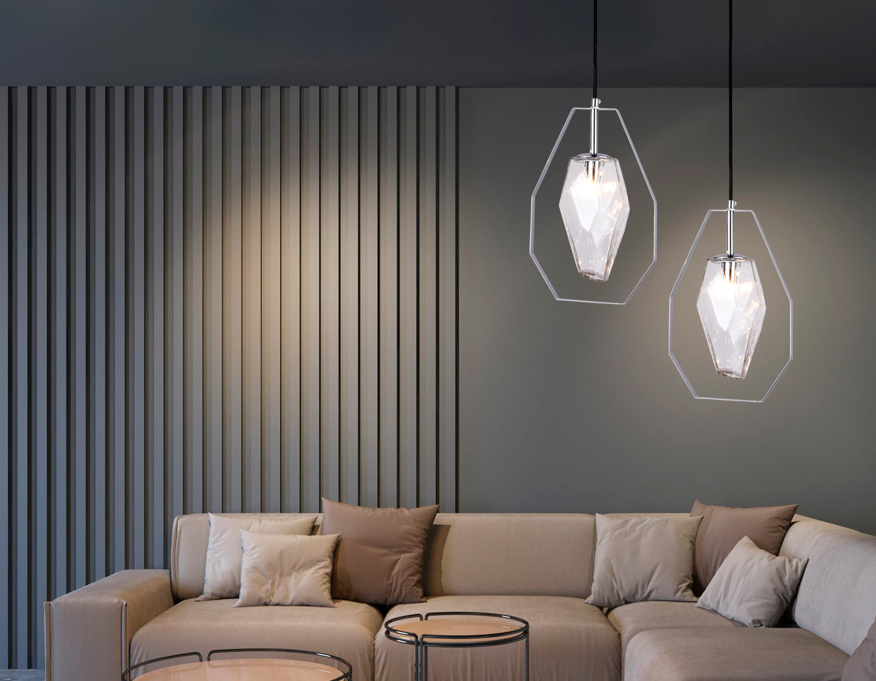 Подвесной светильник со сменной лампой Ambrella TR3626 CH/CL хром/матовый G9 max 40W D200*1100