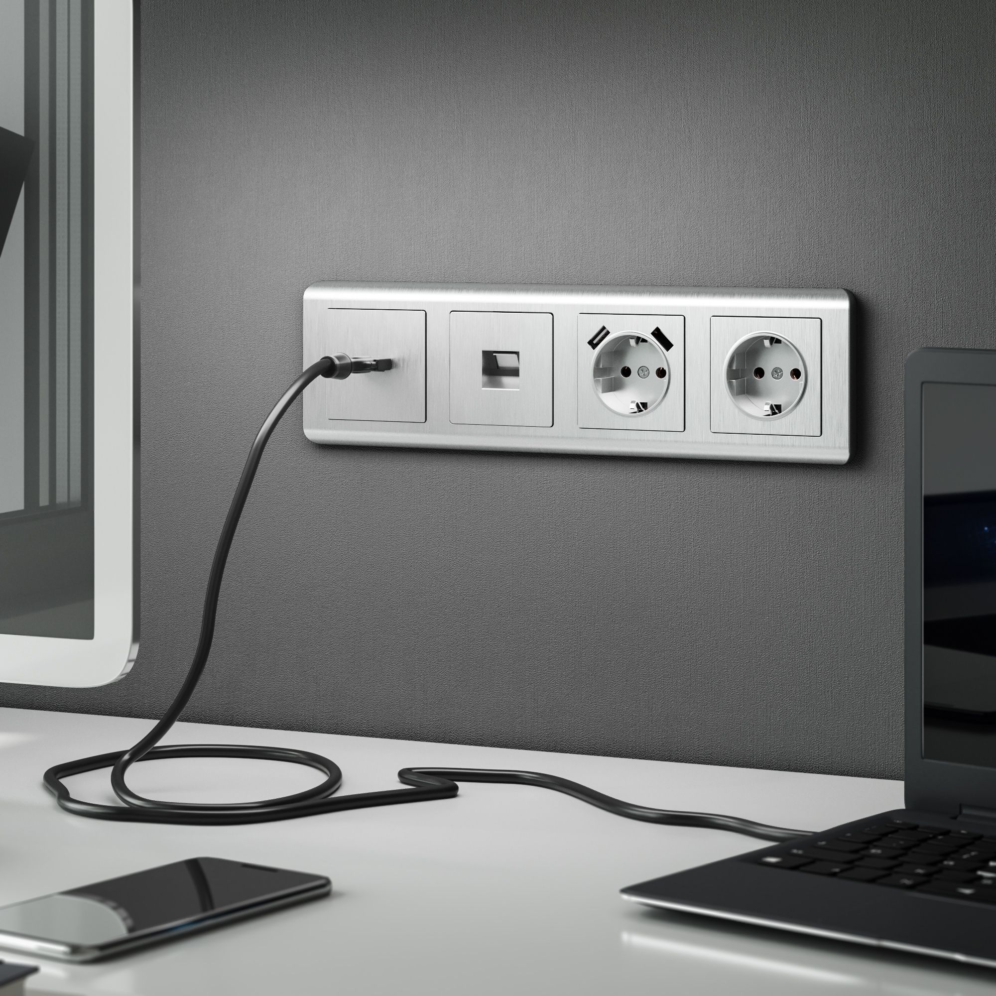 Рамка WERKEL Stream на 4 поста (серебряный) WL12-Frame-04 / W0042106 / a034329