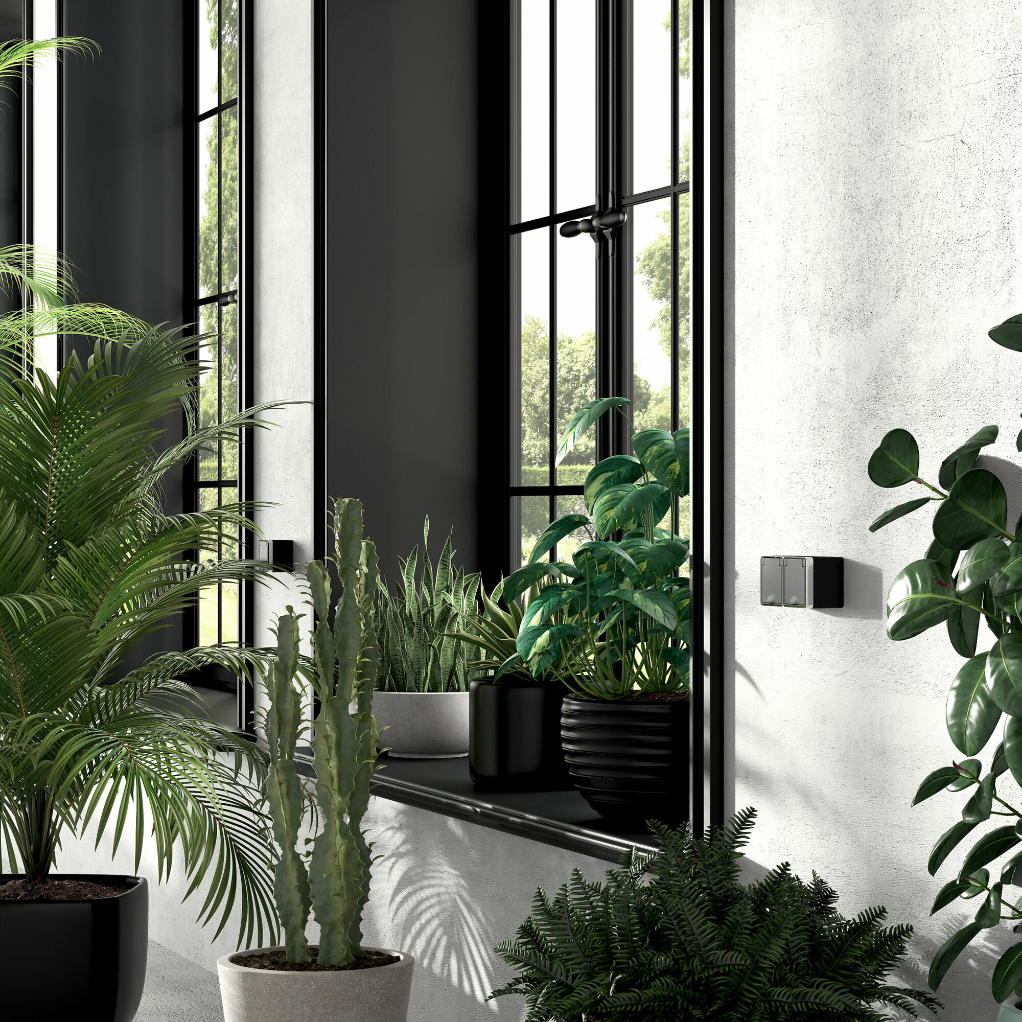 Розетка влагозащ. с зазем. с защит. крышкой и шторками Werkel Gallant (черный/хром) (WL15-02-04) / W5071235 / a041699