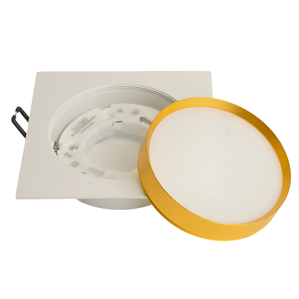 Светильник встраиваемый Feron DL506 потолочный GX53 белый + золото квадрат