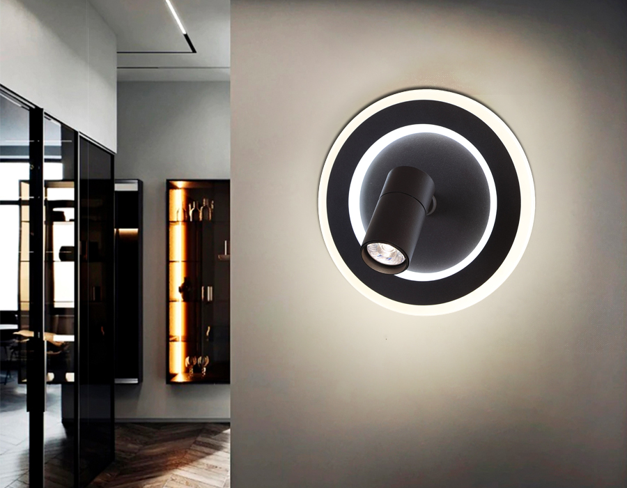 Поворотный настенно-потолочный светодиодный светильник Ambrella FW264 SCF кофе песок LED 6400K+4200K 12W+3W D230*120