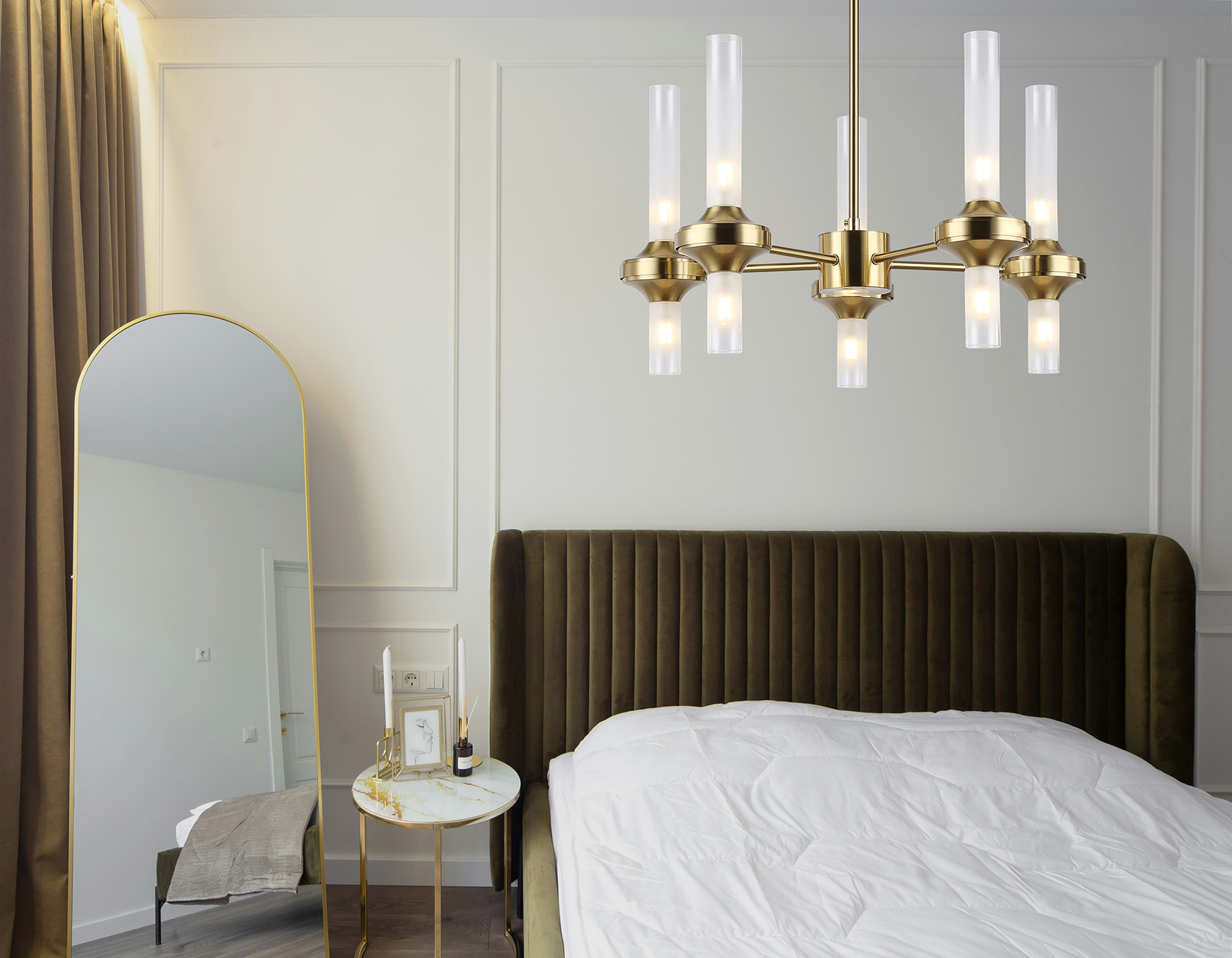 LH55358/10 BS/CL латунь/прозрачный G9/10 max 30W D550*690