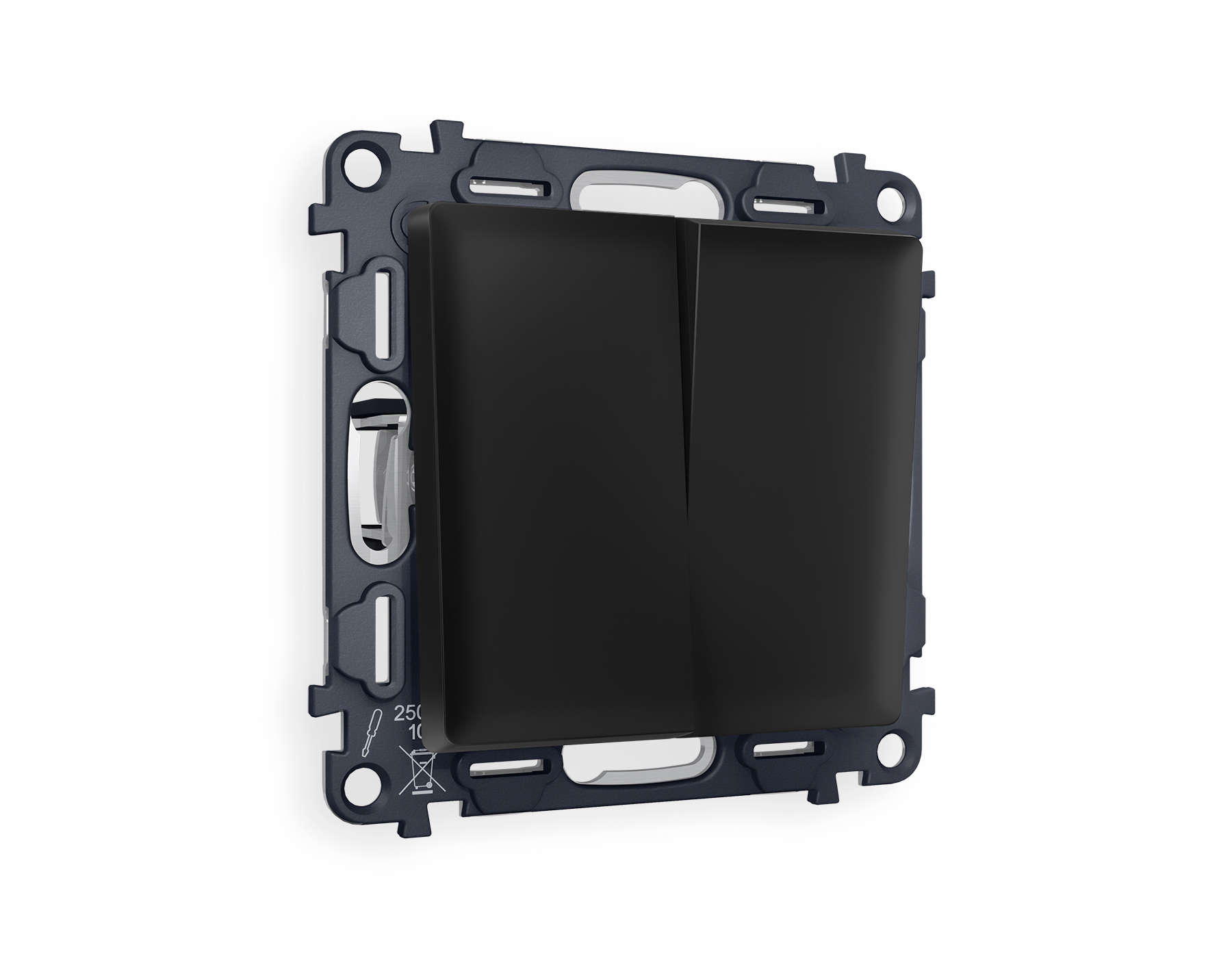 MA803010 Комплект механизма 2-кл выключателя ALFA Черный матовый QUANT (AP8030, VM115)