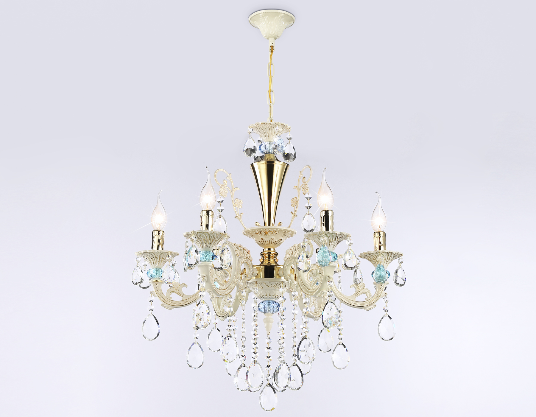 Подвесная люстра TR4923/6 GD/WH/BL золото/белый/голубой E14*6 max 40W D600*620