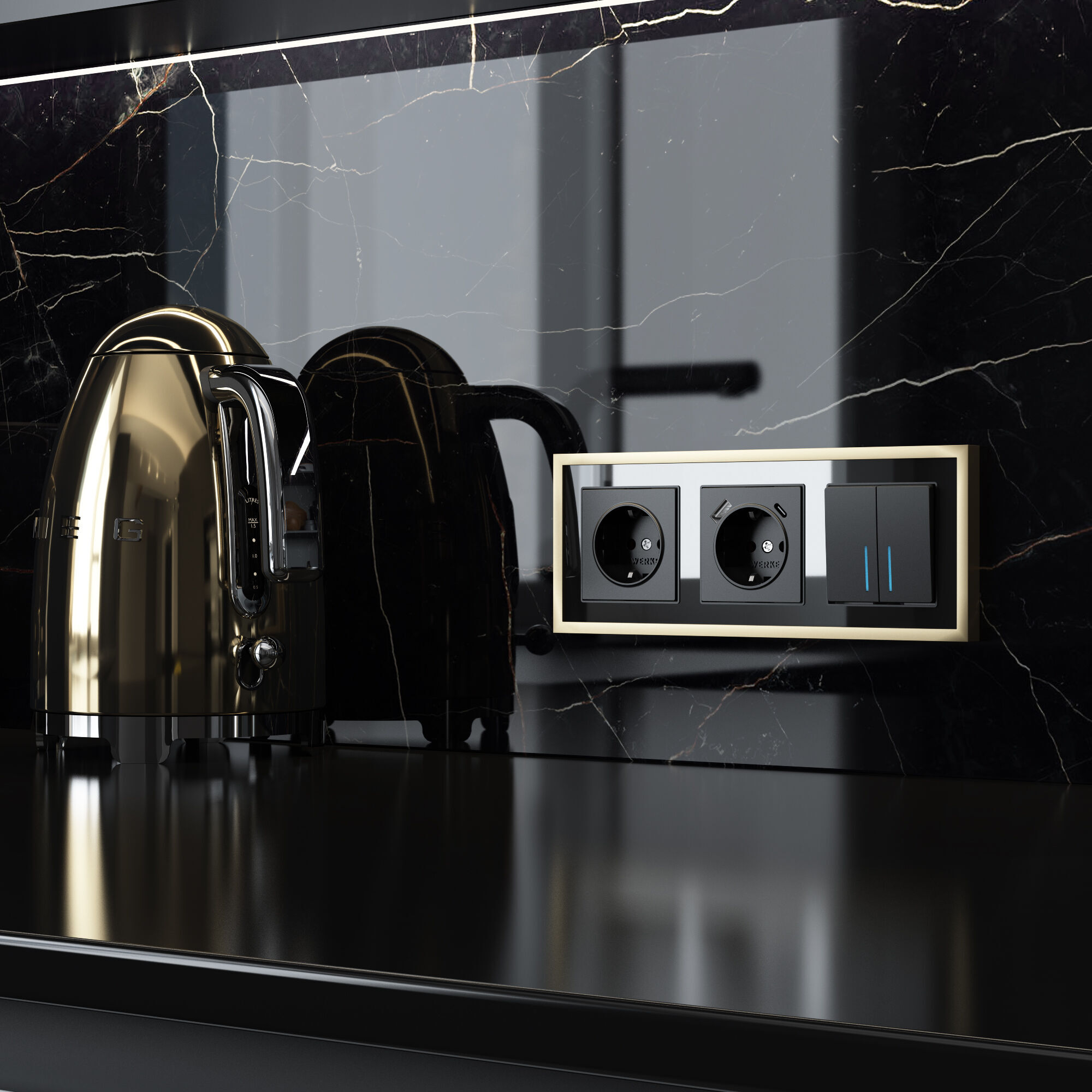 Рамка на 3 поста Baguette Werkel (черный/латунь) W0032852