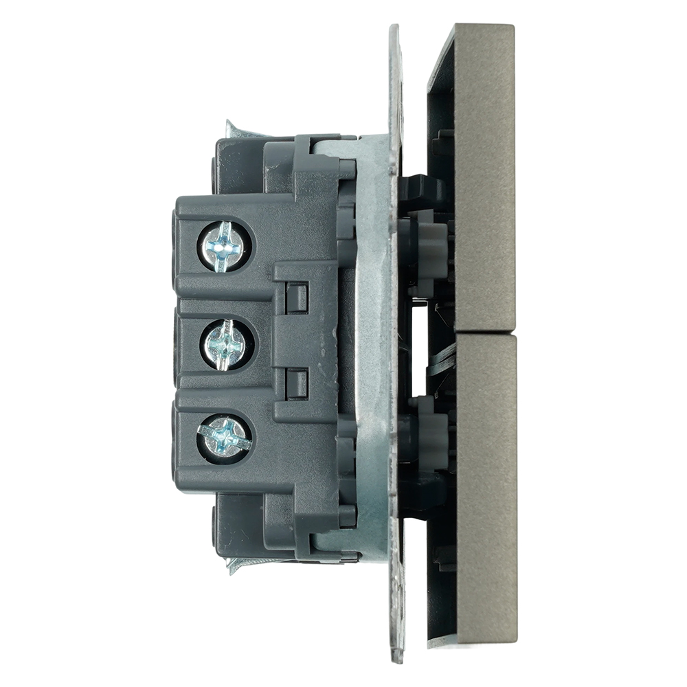 Выключатель 2-клавишный (механизм), STEKKER, 250В, 10А, серия Эмили, RSW10-5104-09, антрацит, soft touch