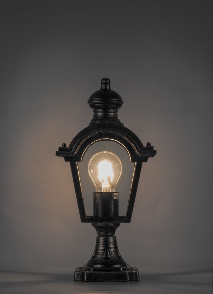 Светильник садово-парковый Feron PL4013 четырехгранный на постамент 60W E27 230V, черное золото