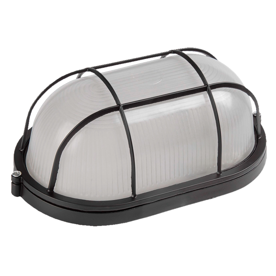 Светильник под лампу ЖКХ НБП/НПП 1402 овал черный с реш. General GCF-O-E27-60-IP65