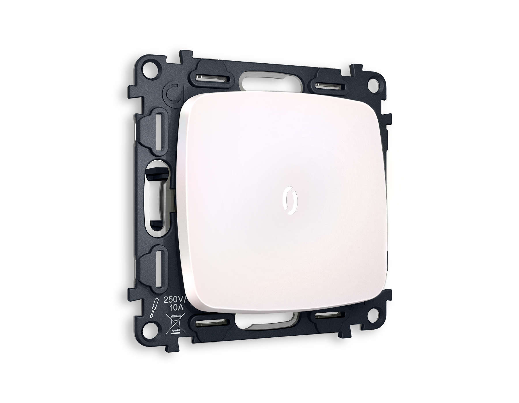 MO202015 Комплект механизма 1-кл выключателя с подсветкой 5600K OMEGA Жемчуг QUANT (OP2020, VM101, G14W)