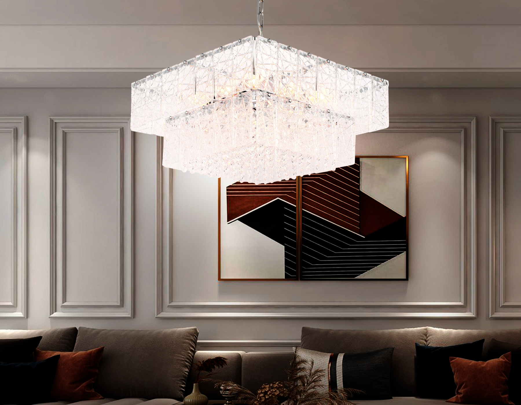 Подвесная люстра Ambrella TR5238/8 CH/CL хром/прозрачный E14/8 max 40W 540*540*950